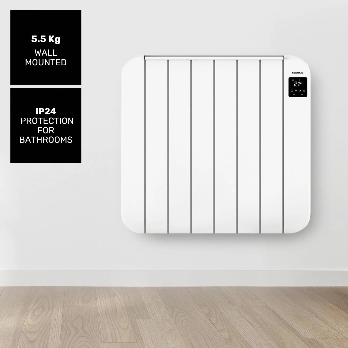 Taurus Grzejnik elektryczny Persia 1500 | 6 elementów 1500 W | Ściana lub stopka | Regulowany termostat | Programowanie 24/7 | Wyświetlacz LCD | Cichy | Całkowite wyłączenie