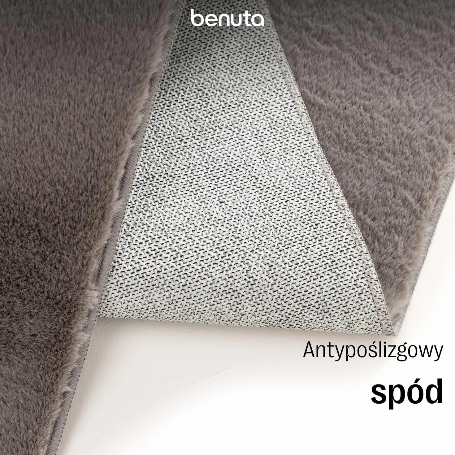 benuta Basic Syntetyczny Dywan salon Furry - Szary 80x150 cm - Miękki salon - Antypoślizgowy spód - Pranie - Ogrzewanie podłogowe