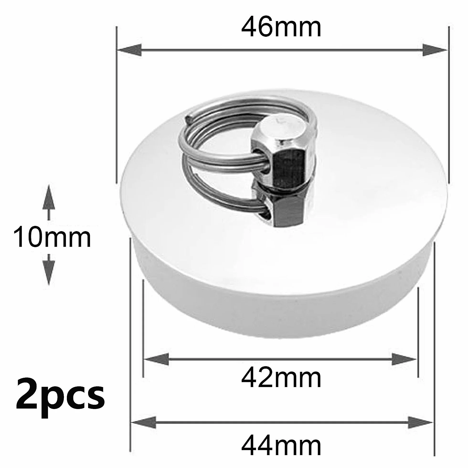 2 x korki do wanny, 42 – 46 mm, korki do wanny, wanny, umywalki, korek odpływowy, uniwersalna nasadka do wanny, zlewu kuchennego (stal nierdzewna)