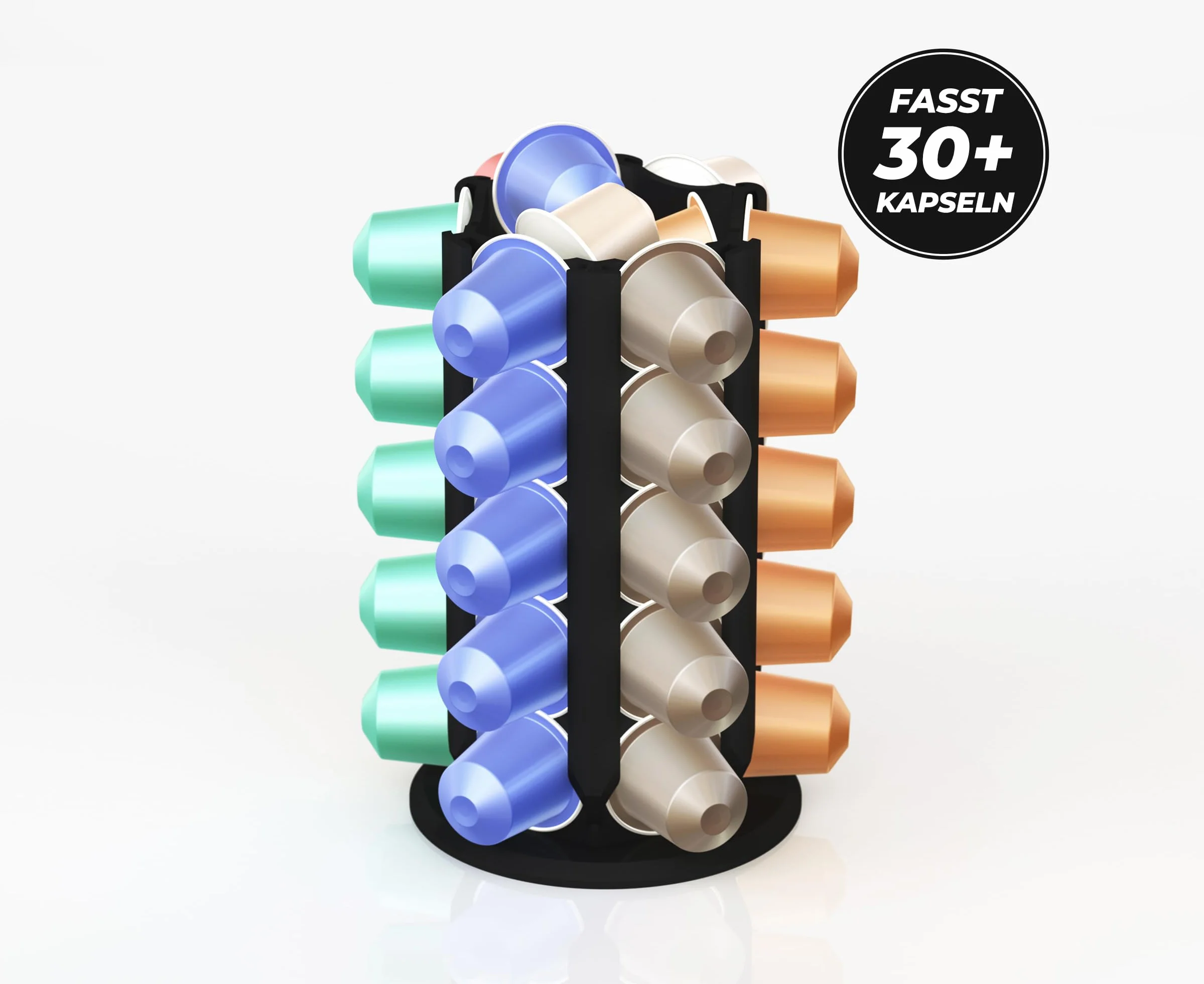 NewGround Designs Uchwyt na kapsułki do Nespresso (30+ kapsułek) – dozownik kapsułek, stojak na kapsułki, uchwyt, wieża na kapsułki
