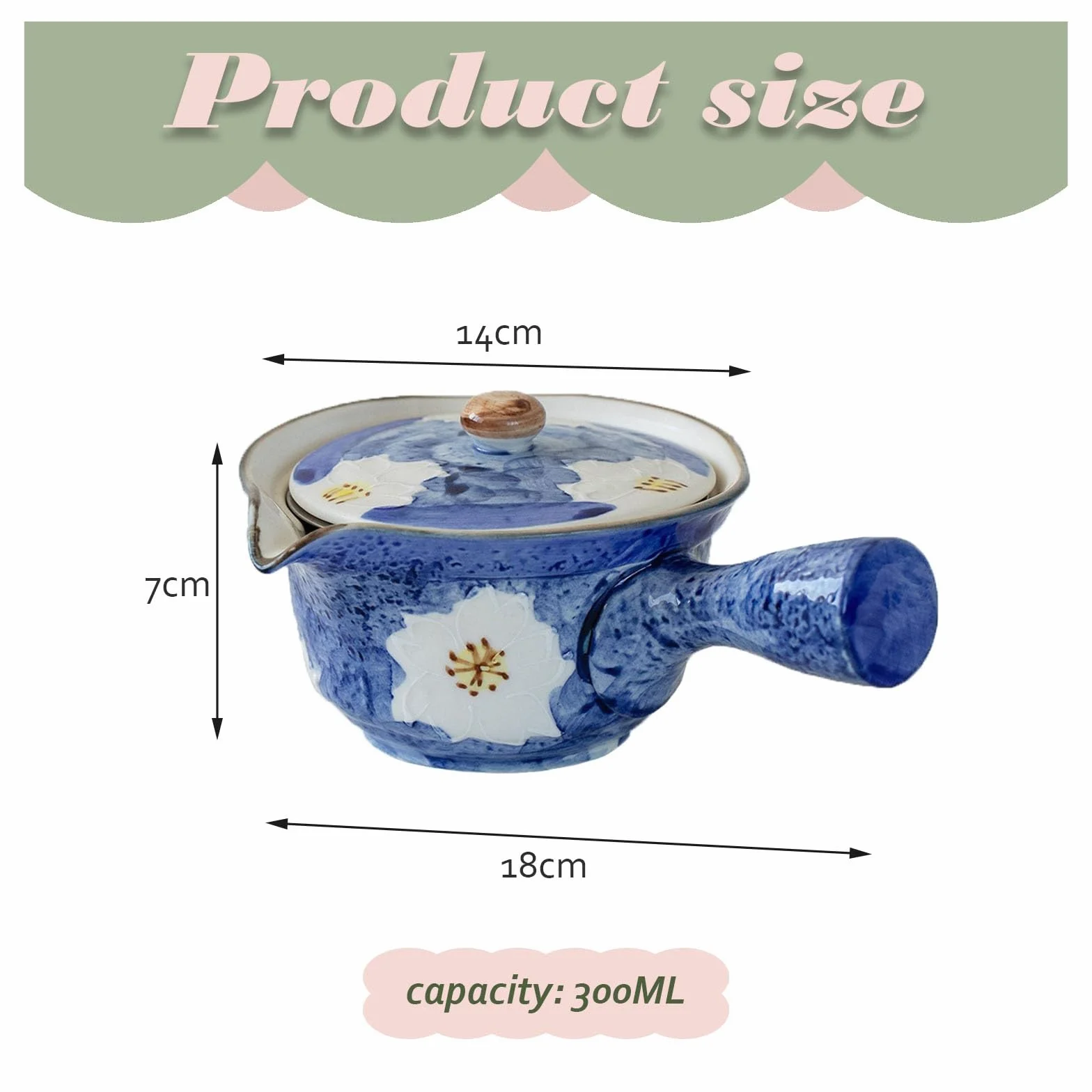 Ceramiczny czajniczek, vintage japoński jednoręczny zaparzacz do herbaty Kung Fu, przenośne naczynia do picia herbaty liściastej, konstrukcja z bocznym uchwytem, idealny dla miłośników herbaty