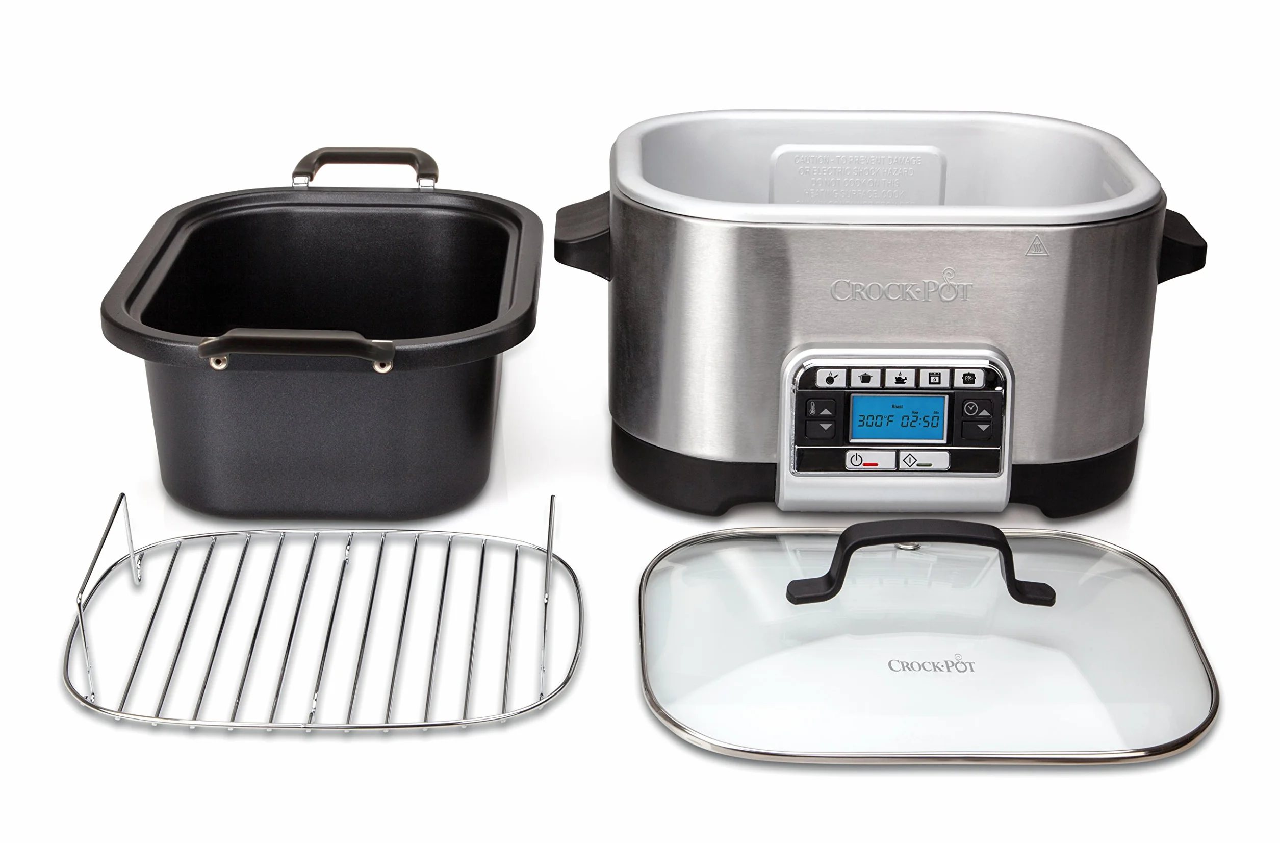 Crock-Pot multicooker CSC024X, wielofunkcyjne urządzenie do gotowania, 5.6l srebrny, 5w1, funkcja wolnowaru, stal nierdzewna