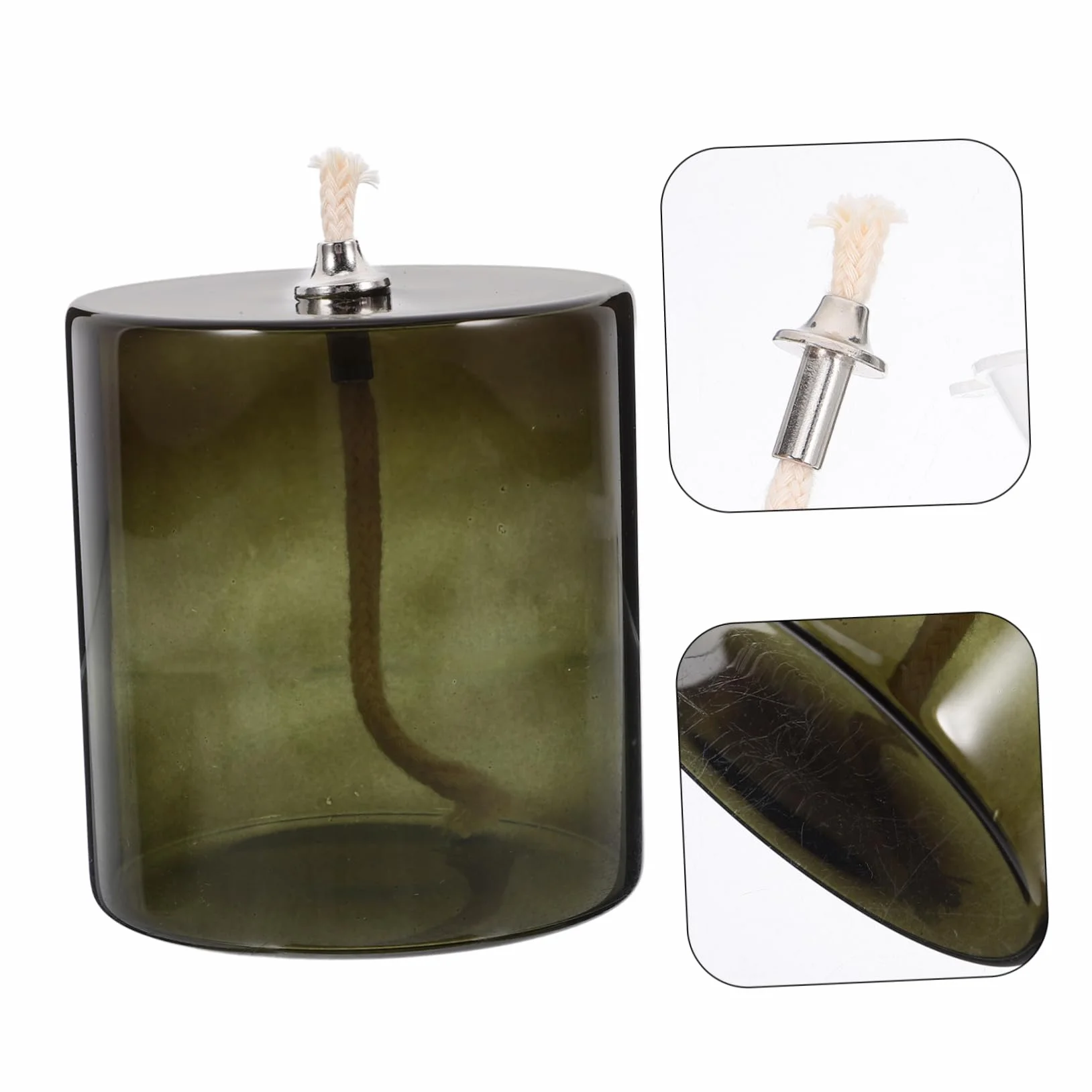 Stylowa Szklana Lampa Naftowa Kreatywna Lampa Olejowa z Płaskim Podstawką Idealna Do Dekoracji Wnętrz i Użycia Różnych Okazjach Zielona z Metalowym Knotem