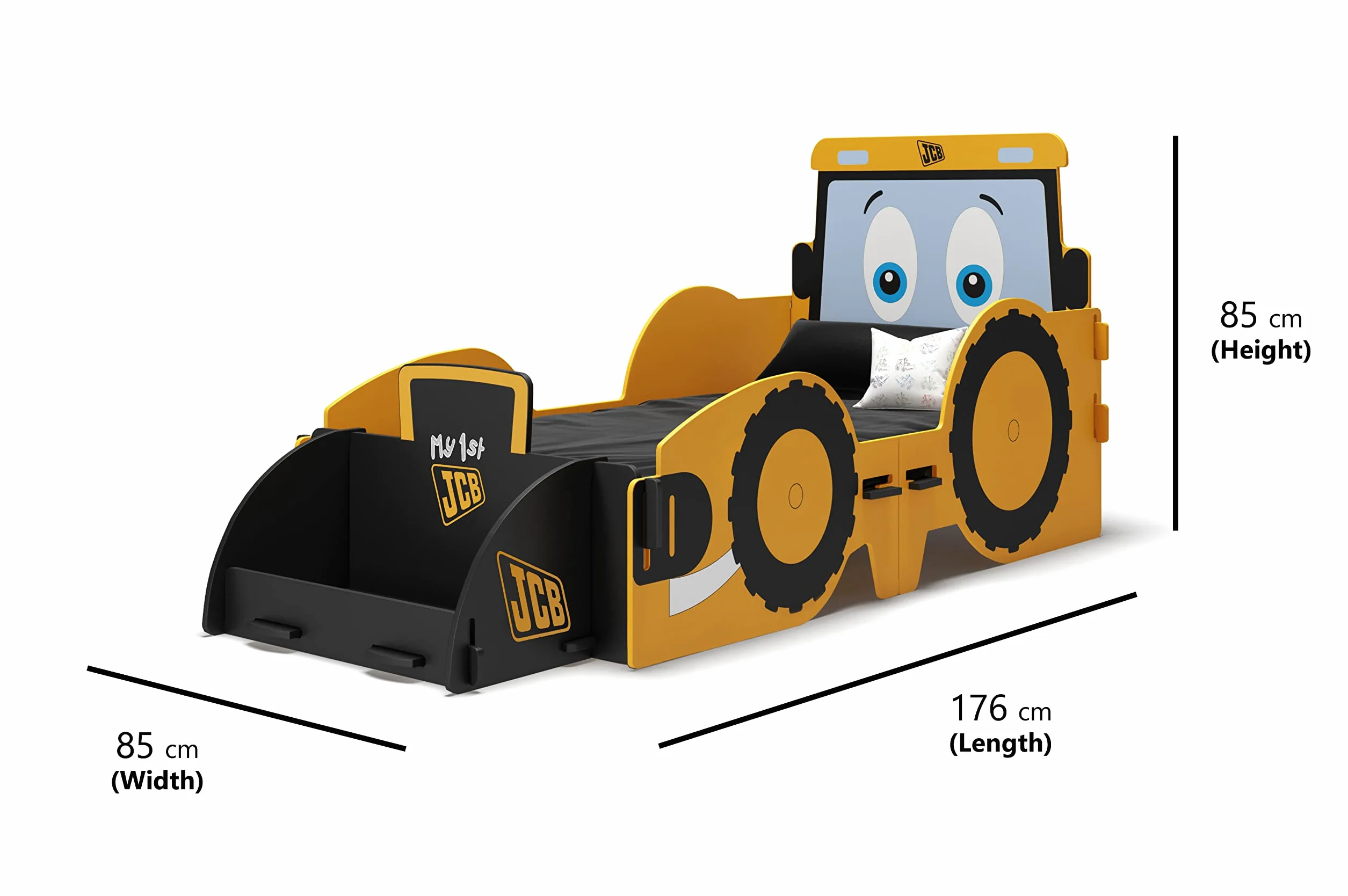 Kidsaw JCB JCB JCB łóżko dla dzieci - rama łóżka dla dzieci i małych dzieci - meble do sypialni dla juniorów - kolor pomarańczowy