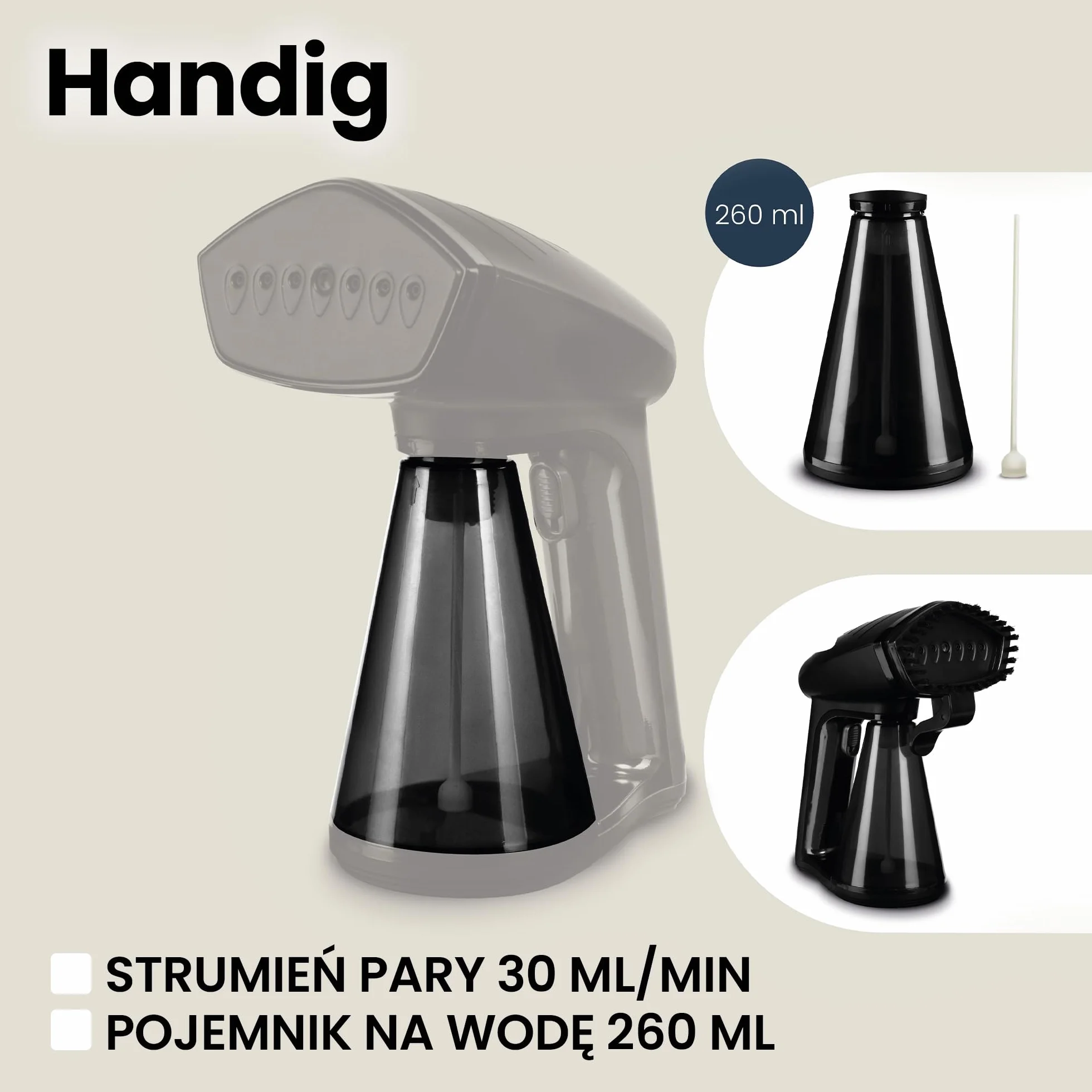 ZEEGMA Handig Parownica (steamer) do ubrań, 1500 W, 40 sekund przygotowania, 30 g/min, przewód - 2,5 metra, możliwość pionowego i poziomego prasowania, praktyczna torba w zestawie