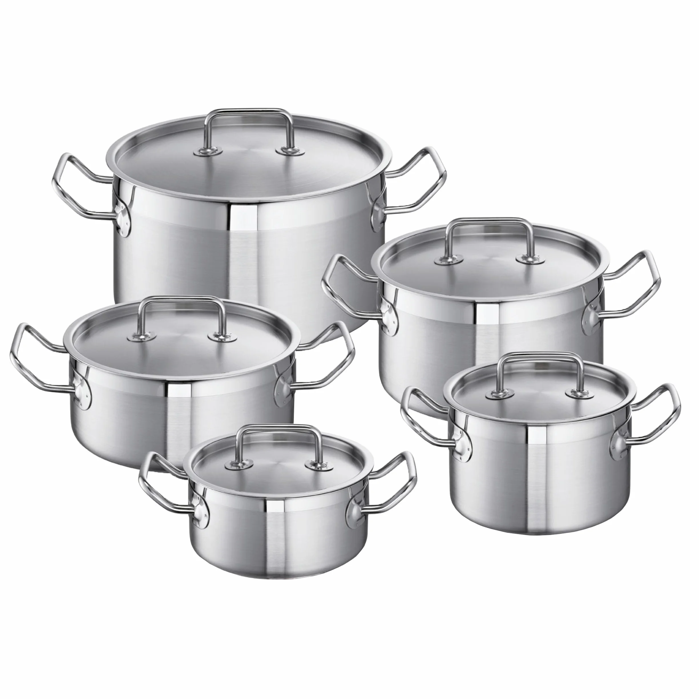 Schulte-Ufer Zestaw 450 450 garnków Mega-Set Profi-Line i, miedziane dno, 5-częściowy, stal nierdzewna