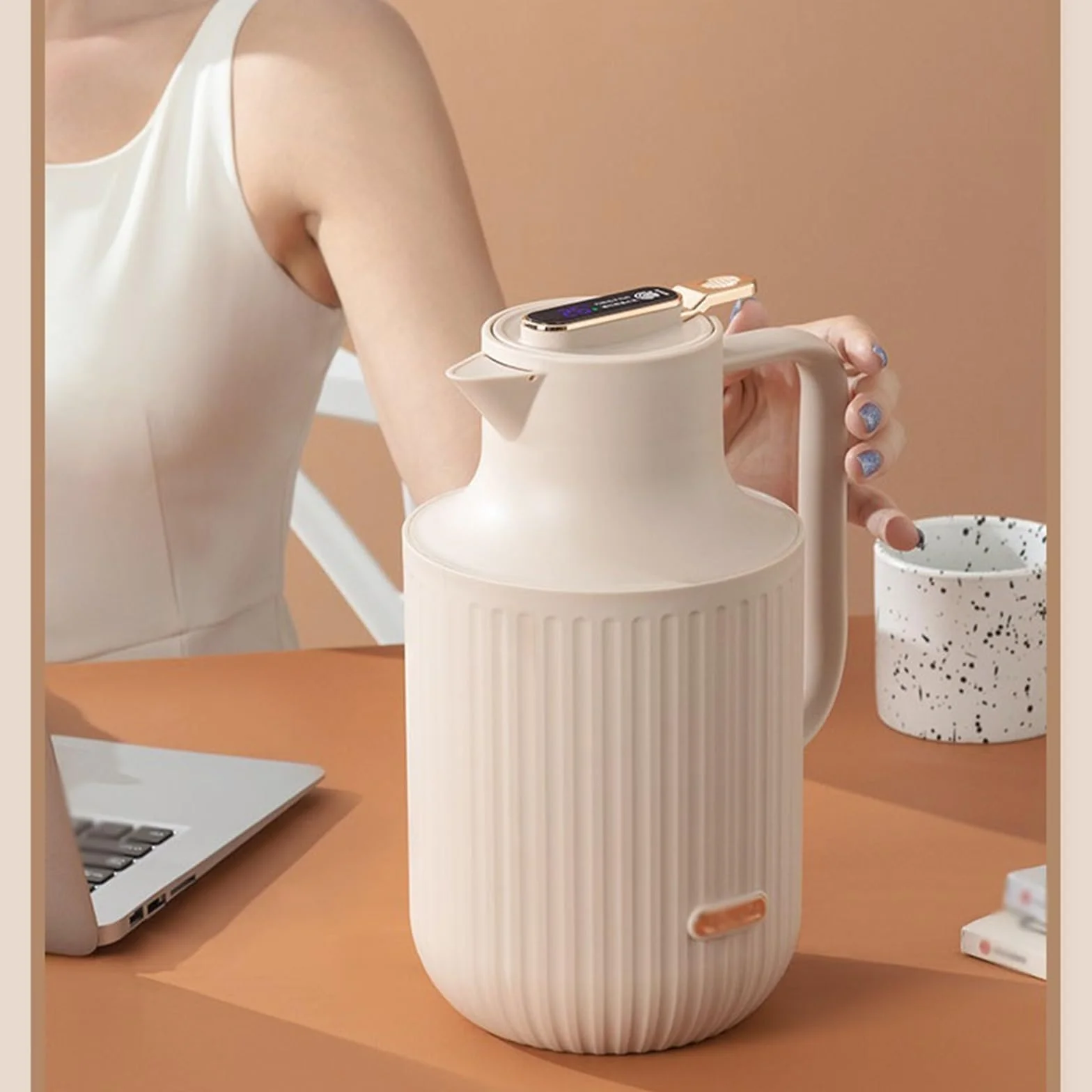 dzbanek termiczny, Dzbanek termiczny z podwójną ścianką, Dzbanek termiczny, Dzbanek termiczny do kawy, Termos domowy 1,5 l/2 l, inteligentny wyświetlacz temperatury, szklany termos próżniowy, wewnętrz