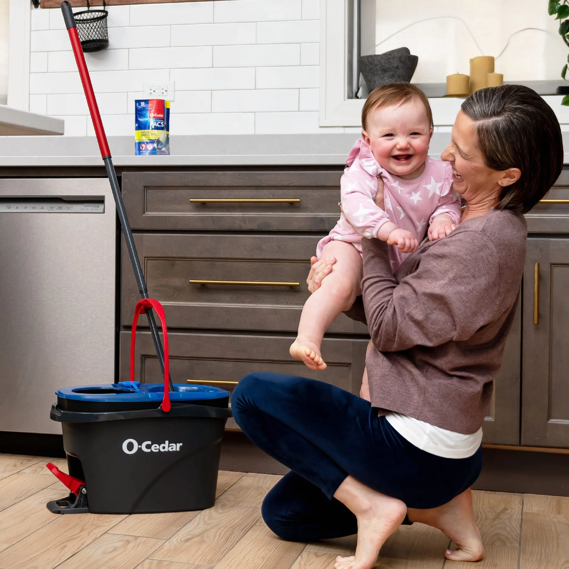 O-Cedar EasyWring RinseClean wkład do mopa obrotowego z mikrofibry, wykładzina podłogowa, niebieski, 1 szt