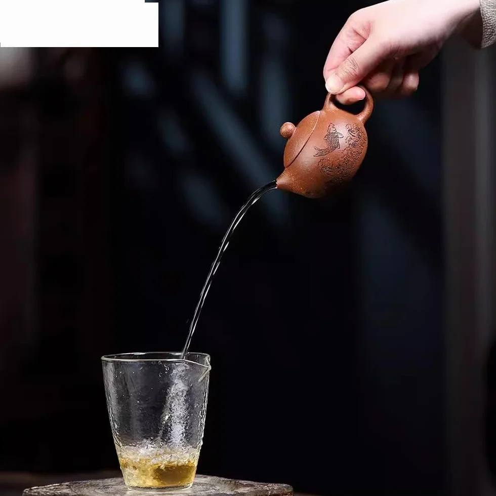 Dzbanek do herbaty 200 ml fioletowe gliniane czajniki ręcznie robione fioletowe błoto zaparzacz do herbaty czajnik chiński zestaw do herbaty Zisha ozdoby luźny liść herbata stroma pojemnik do parzenia