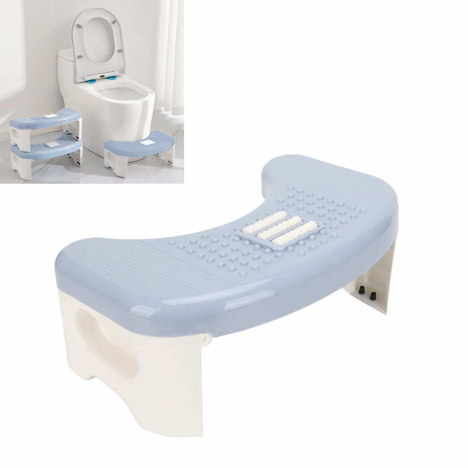 Taboret toaletowy składany antypoślizgowy przenośny niebieski