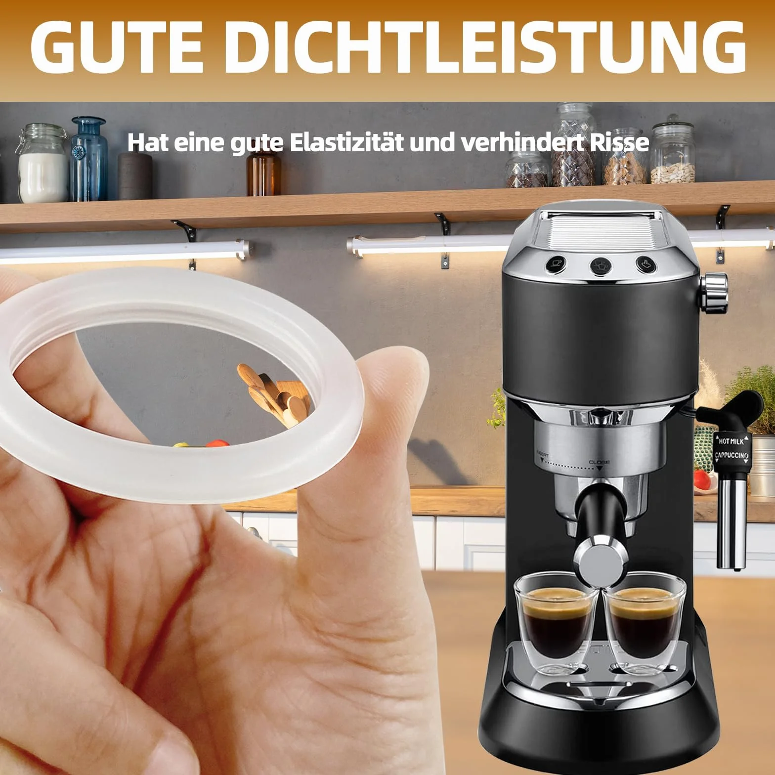 Uszczelka silikonowa do ekspresu do kawy, kompatybilna z DeLonghi EC680, EC685, EC820, EC850, EC860, średnica zewnętrzna 58mm, średnica wewnętrzna 45mm, odpowiednia dla miłośników kawy(1 Sztuki)