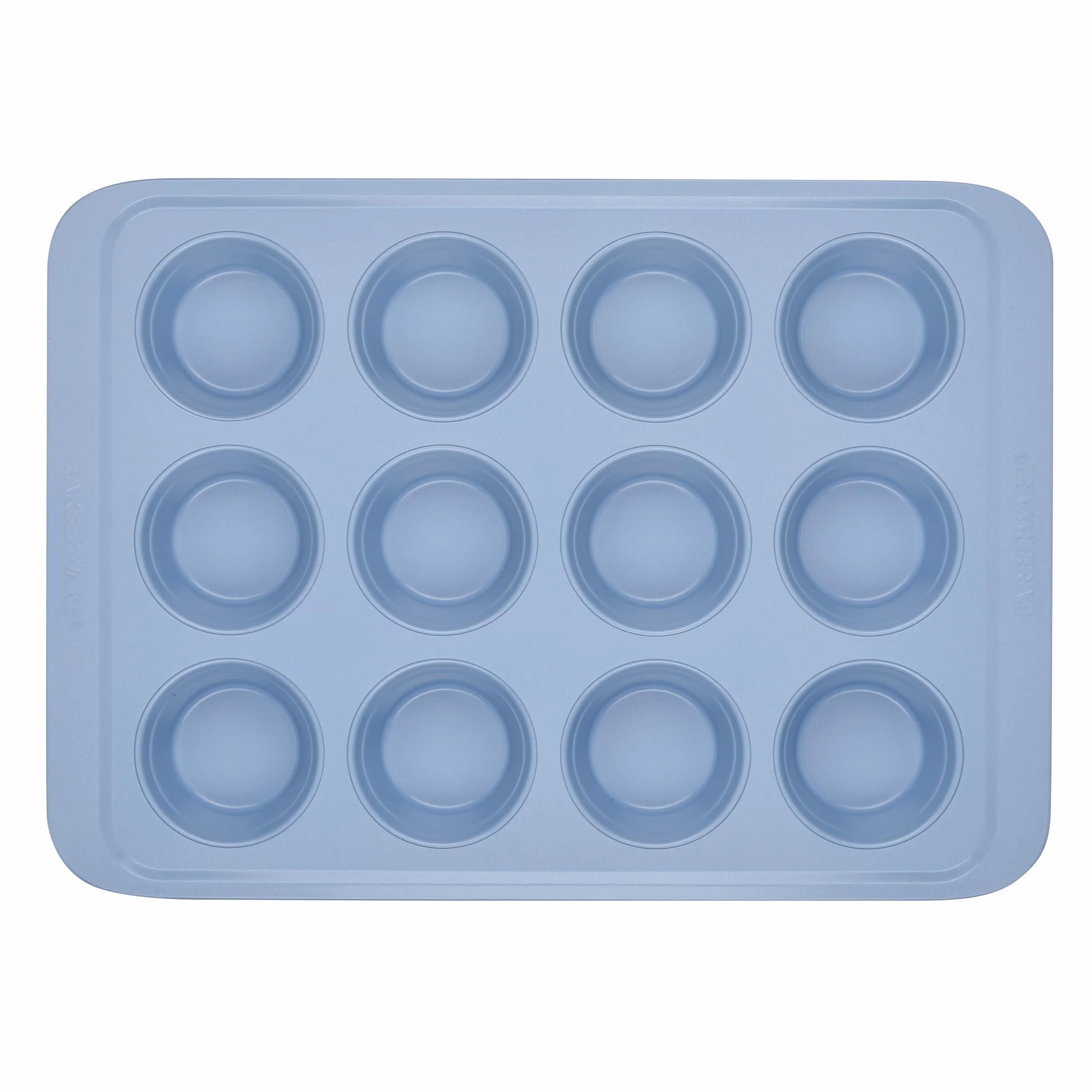 Farberware Easy Solutions nieprzywierająca forma do pieczenia muffinek/babeczek, 12 filiżanek z liniami wypełniającymi - niebieska