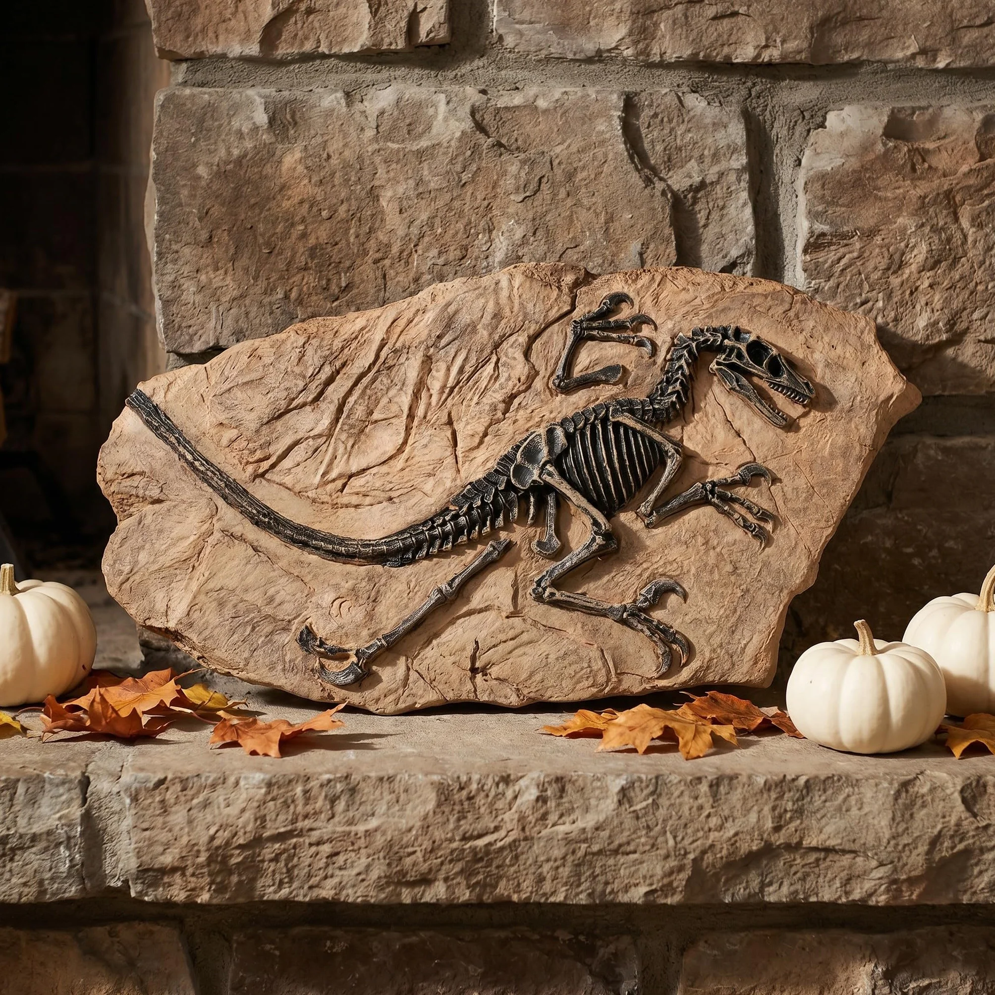 SHINEOFI 2 szt. żywiczne płytki ze szkieletem dinozaura - dekoracja w postaci sztucznego szkieletu tyranozaura - figurki z żywicy prehistorycznej czaszki na Halloween jako centralny element stołu
