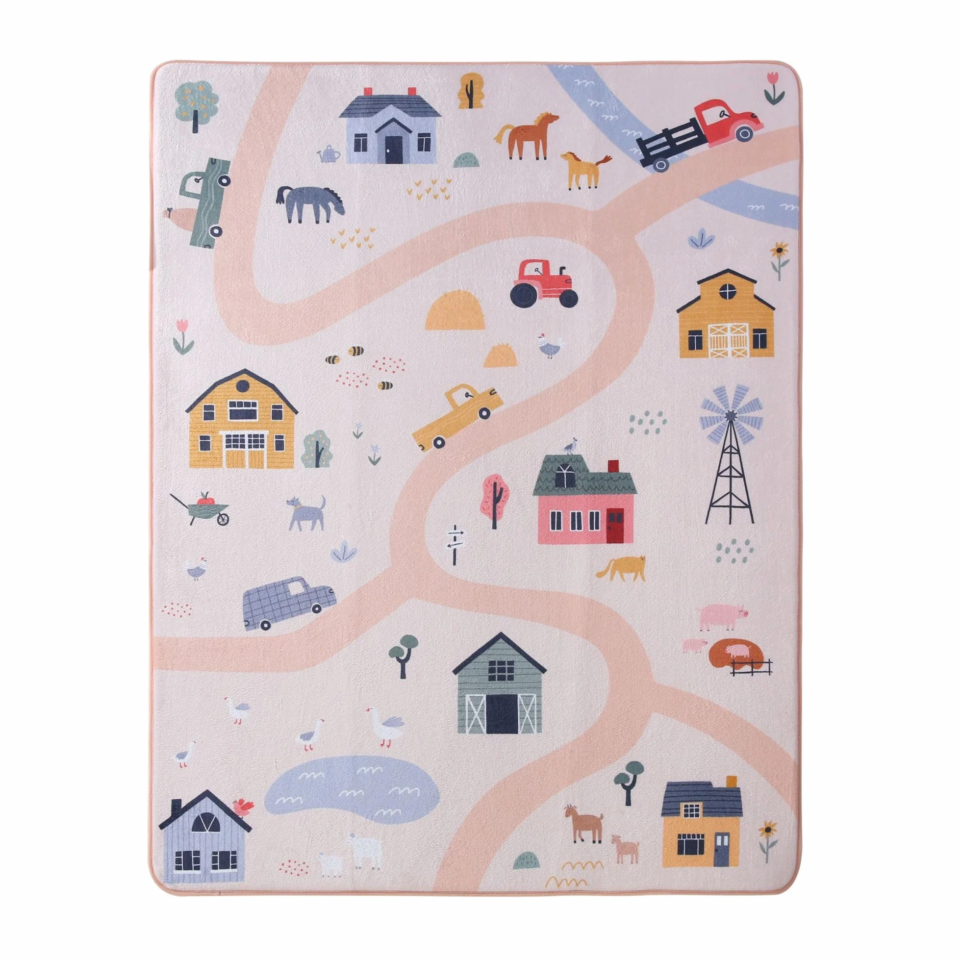 Premium Duża Koralowa Welurowa Mata do zabawy dla niemowląt 160x120x1.5cm – Wysokogatunkowa mata z pamięcią kształtu dla dzieci – Stylowa mata do zabawy na podłodze z antypoślizgowym podkładem do
