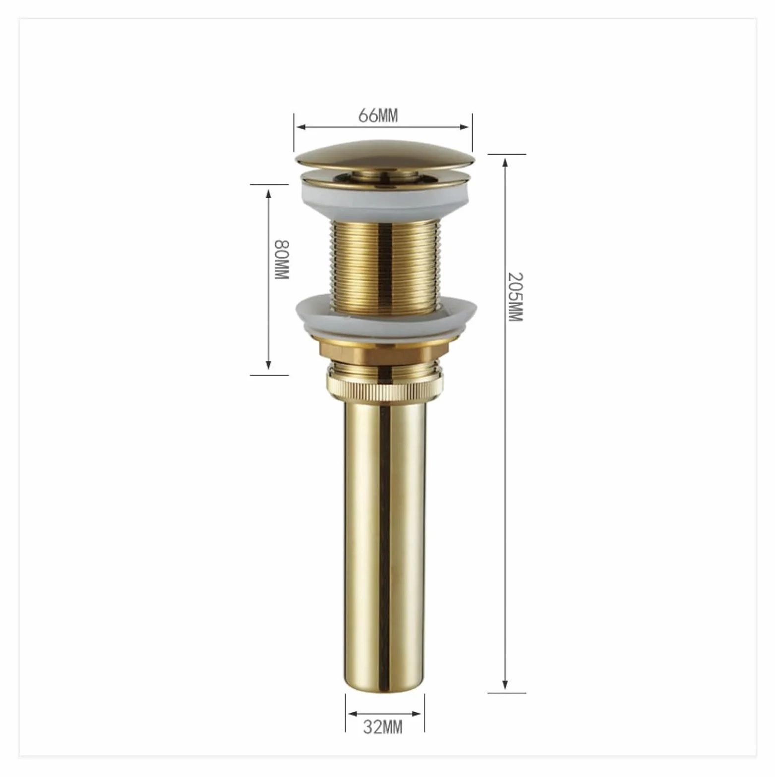 Korek odpływowy do umywalki łazienkowej, korek odpływowy z przelewem, typ z odpływem typu "bounce"(Brushed Gold a)