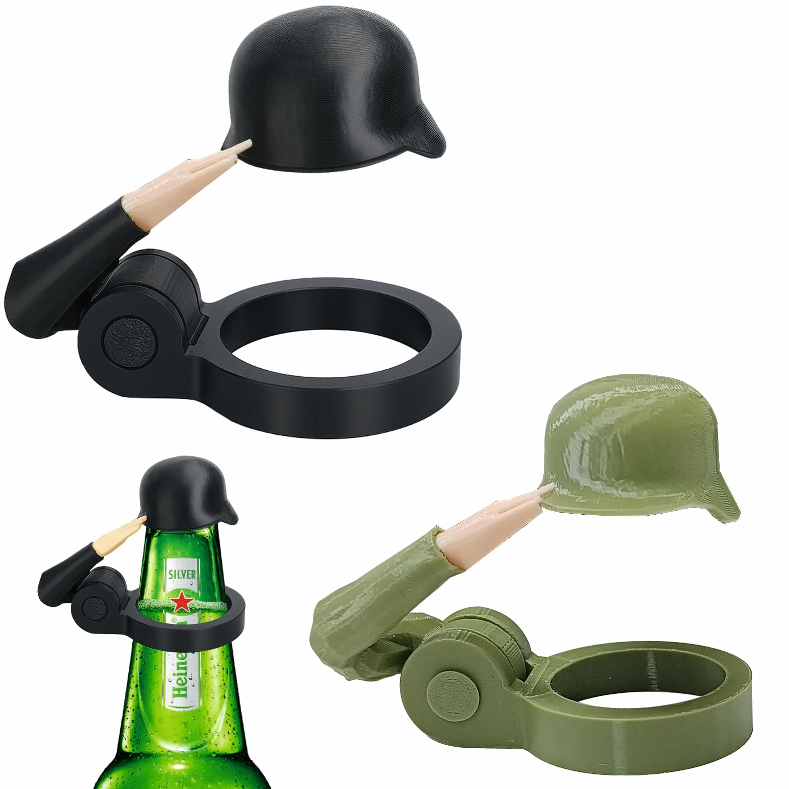 MeYuxg Korek do butelek, butelki piwa, kask na piwo, kask na butelkę piwa z powitaniem żołnierza, wielokrotnego użytku, dekoracyjny odkurzacz, kask piwny żołnierza, do baru, na imprezę rodzinną (2