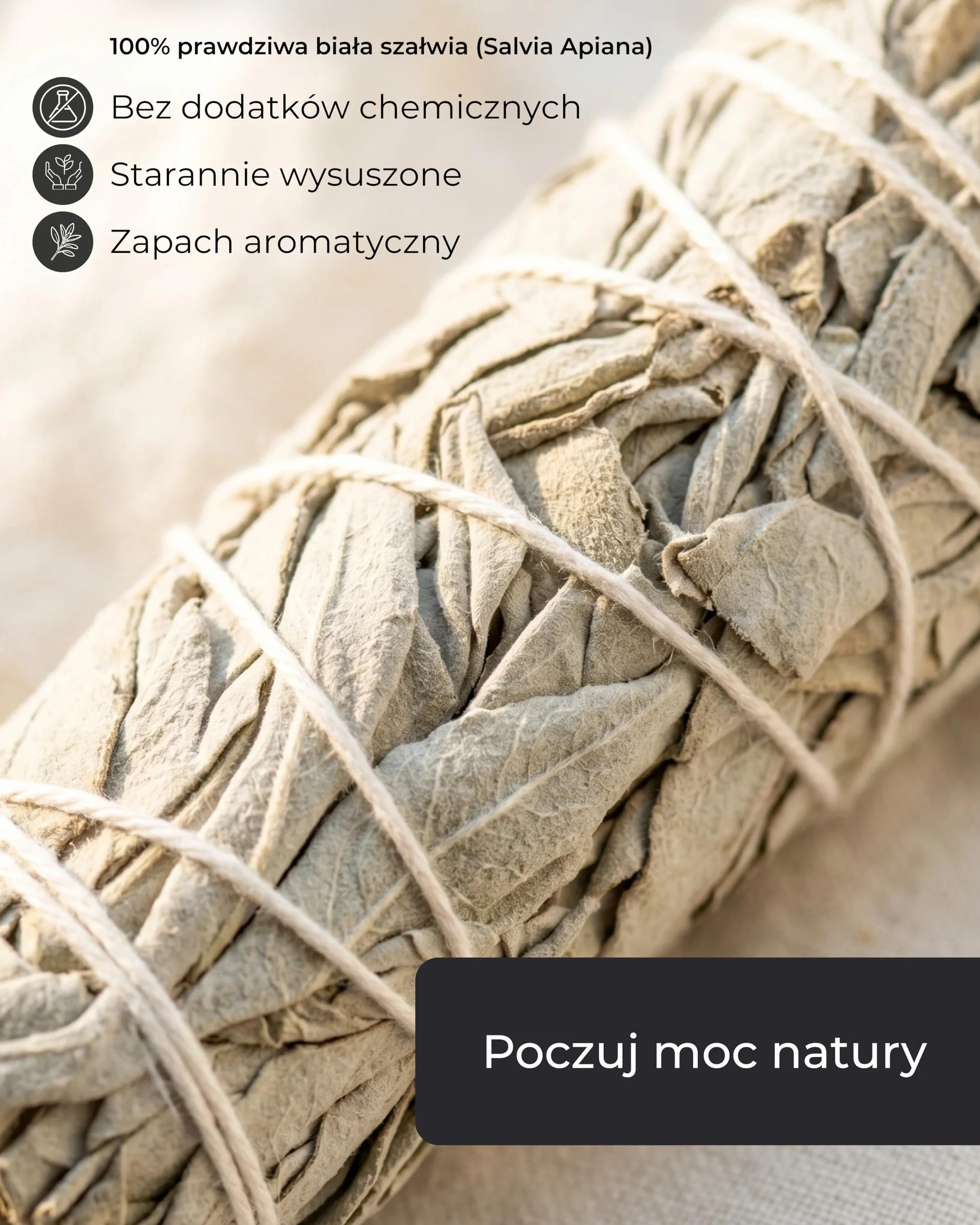 Incensera Biała szałwia, naturalne kadzidło, 3 pęczki, oczyszczanie przestrzeni, medytacja, pozytywna energia