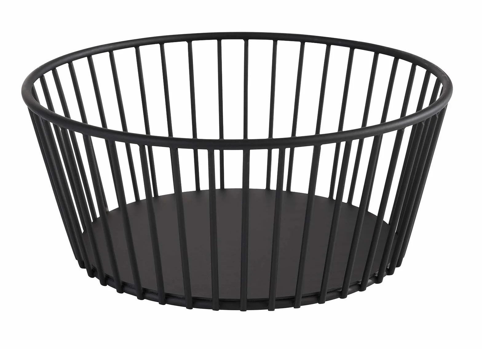 APS "Urban" okrągły kosz z siatki metalowej, stabilny kosz z siatki, Ø 20 cm x wys.: 8,5 cm, kosz na chleb, owoce, warzywa, można układać w stos, nadaje się do mycia w zmywarce, czarny
