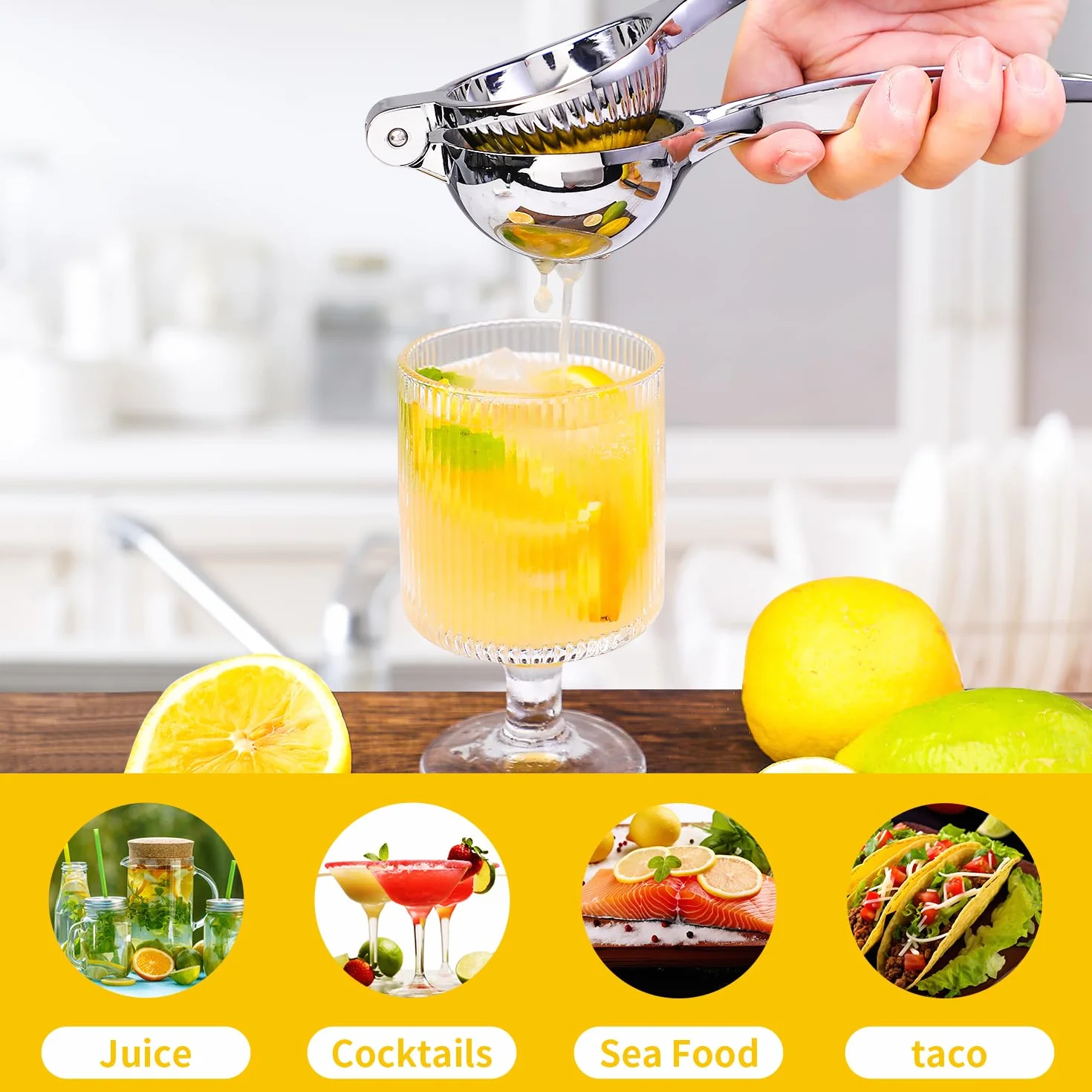 Wyciskarka do cytryn – wytrzymała ręczna wyciskarka do owoców cytrusowych, maksymalna ręczna prasa do ekstrakcji, solidna metalowa wyciskarka do limonki i pomarańczy, łatwa do czyszczenia