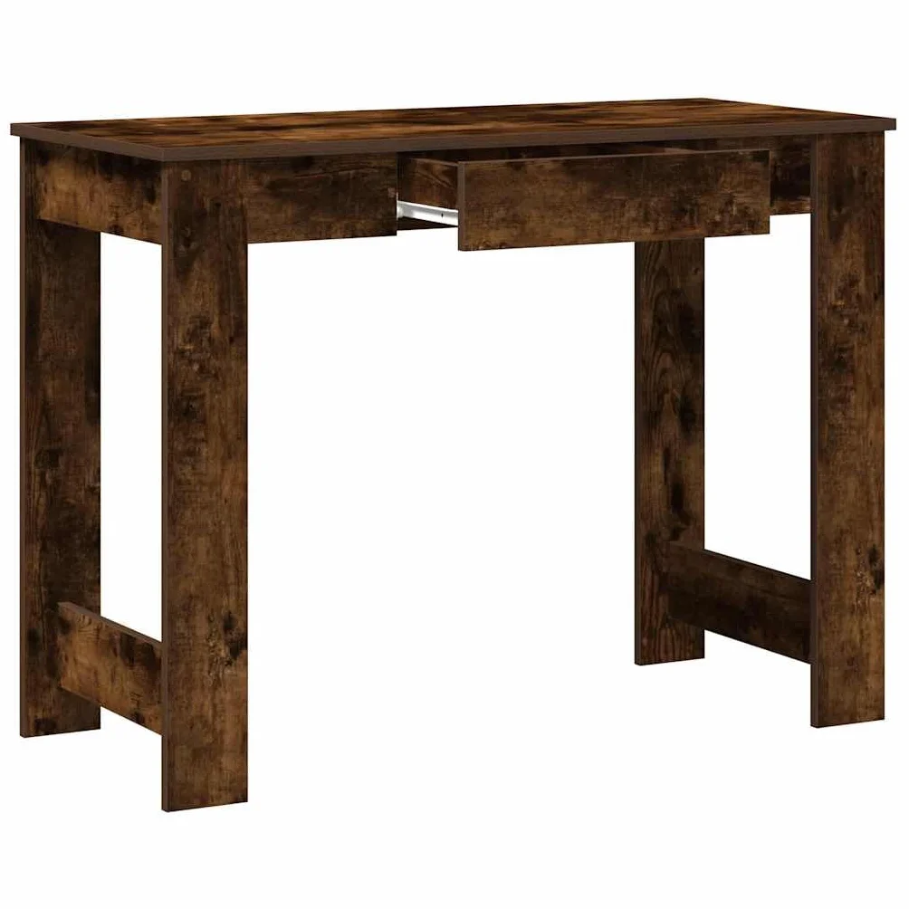 Biurko, dąb wędzony, 100 x 45 x 75 cm, materiał drewnopochodny, stół roboczy z dużym blatem do komputera i przyborów do pisania, stół biurowy z dużą ilością miejsca do przechowywania