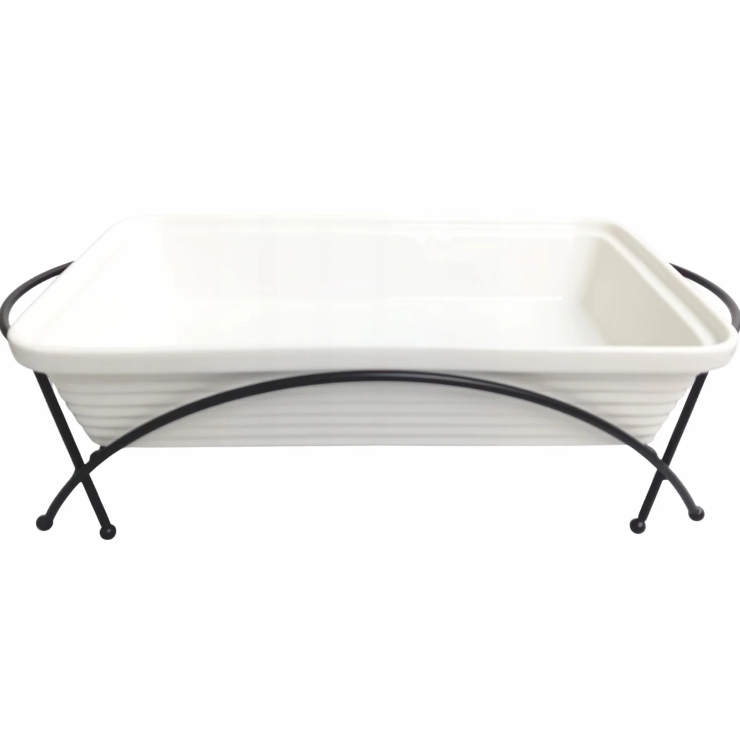 Ceramiczny podgrzewacz do potraw Maestro | Naczynie żaroodporne z pokrywką szklaną | Podstawka pod świece do podgrzewania potraw | Nadaje się do piekarnika MR-11562-73/MR-11362-73 (2.4, Litry)