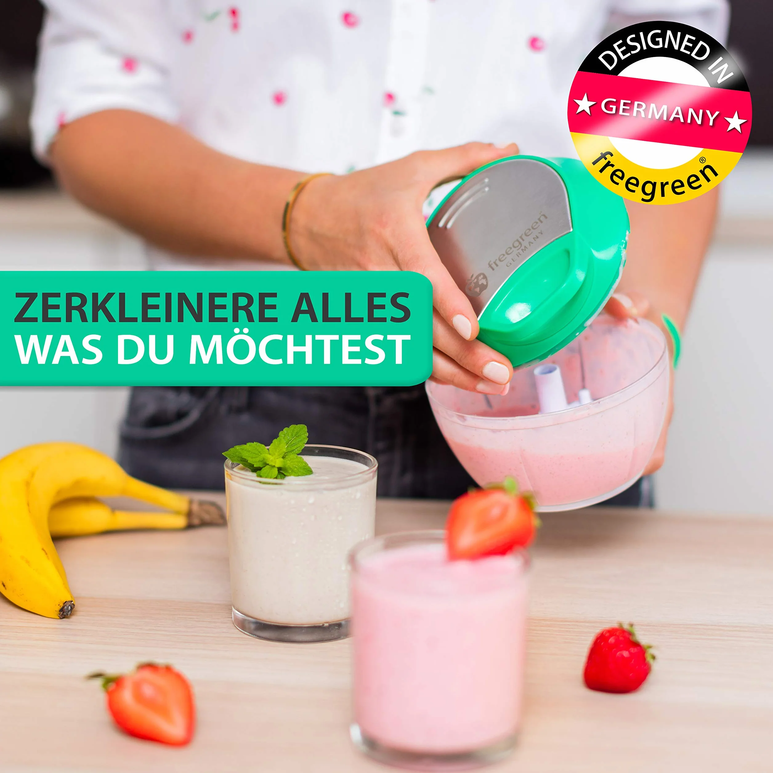 freegreen® Germany krajalnica do warzyw 540 ml, wielofunkcyjna szatkownica, uniwersalna szatkownica, idealna do owoców i warzyw, cebuli, czosnku, pomidorów, orzechów