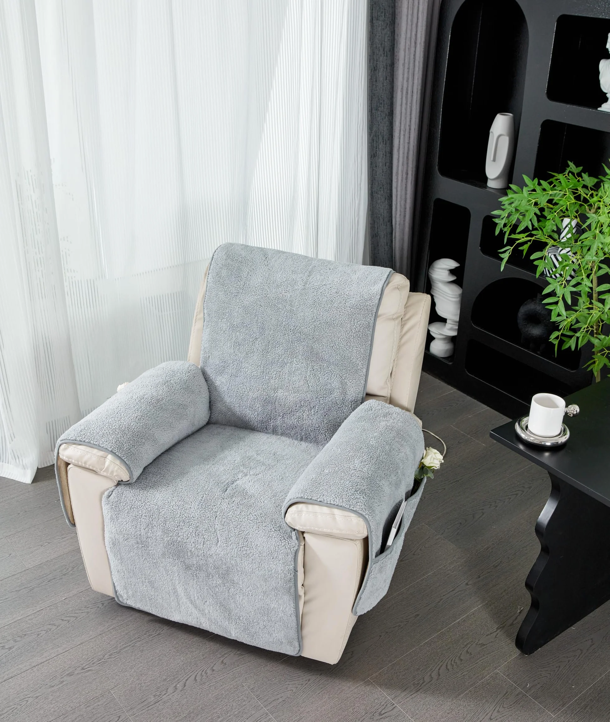 EBETA Pokrowiec na fotel relaksacyjny, na fotel relaksacyjny, antypoślizgowy, pokrowiec na fotel relaksacyjny (szary, 56 x 207 cm)