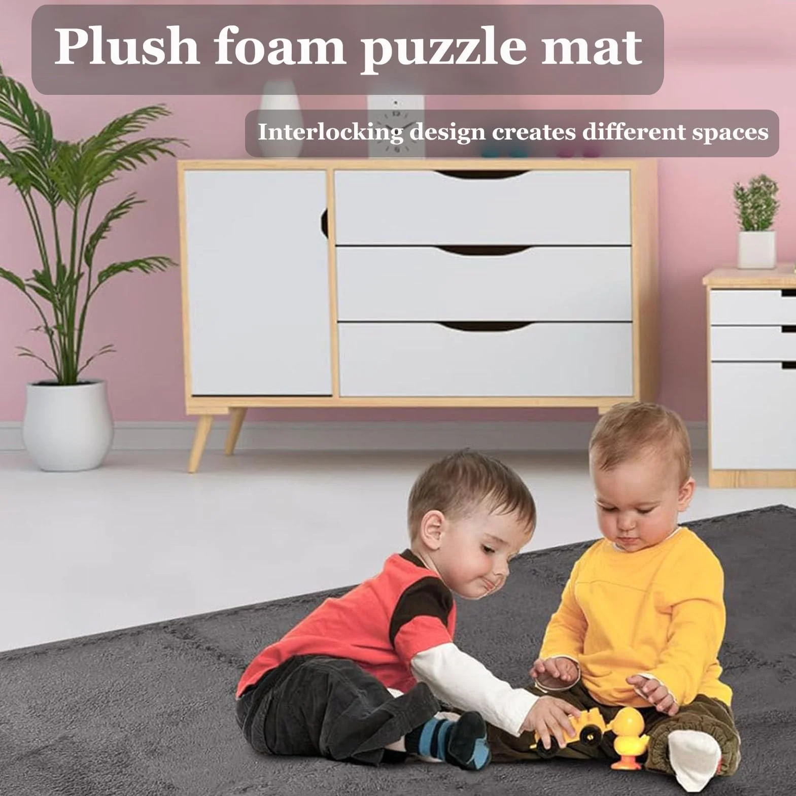 Puszysta piankowa mata do zabawy, piankowa mata podłogowa, 40 kwadratów, puszysta piankowa układanka, miękka i miękka mata podłogowa do domu/salonu (fioletowy i żółty)