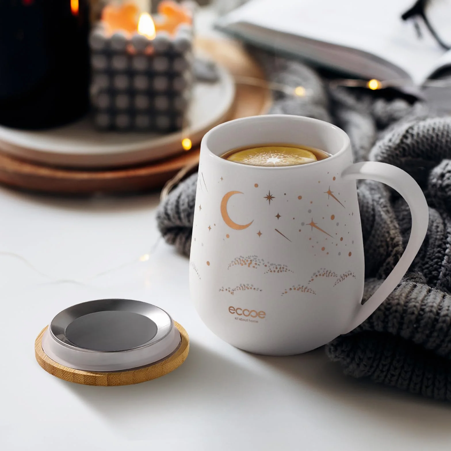 Filiżanka do herbata z pokrywką i sitkiem, ceramiczna filiżanka do herbaty, duże do herbaty z uchwytem - prezent