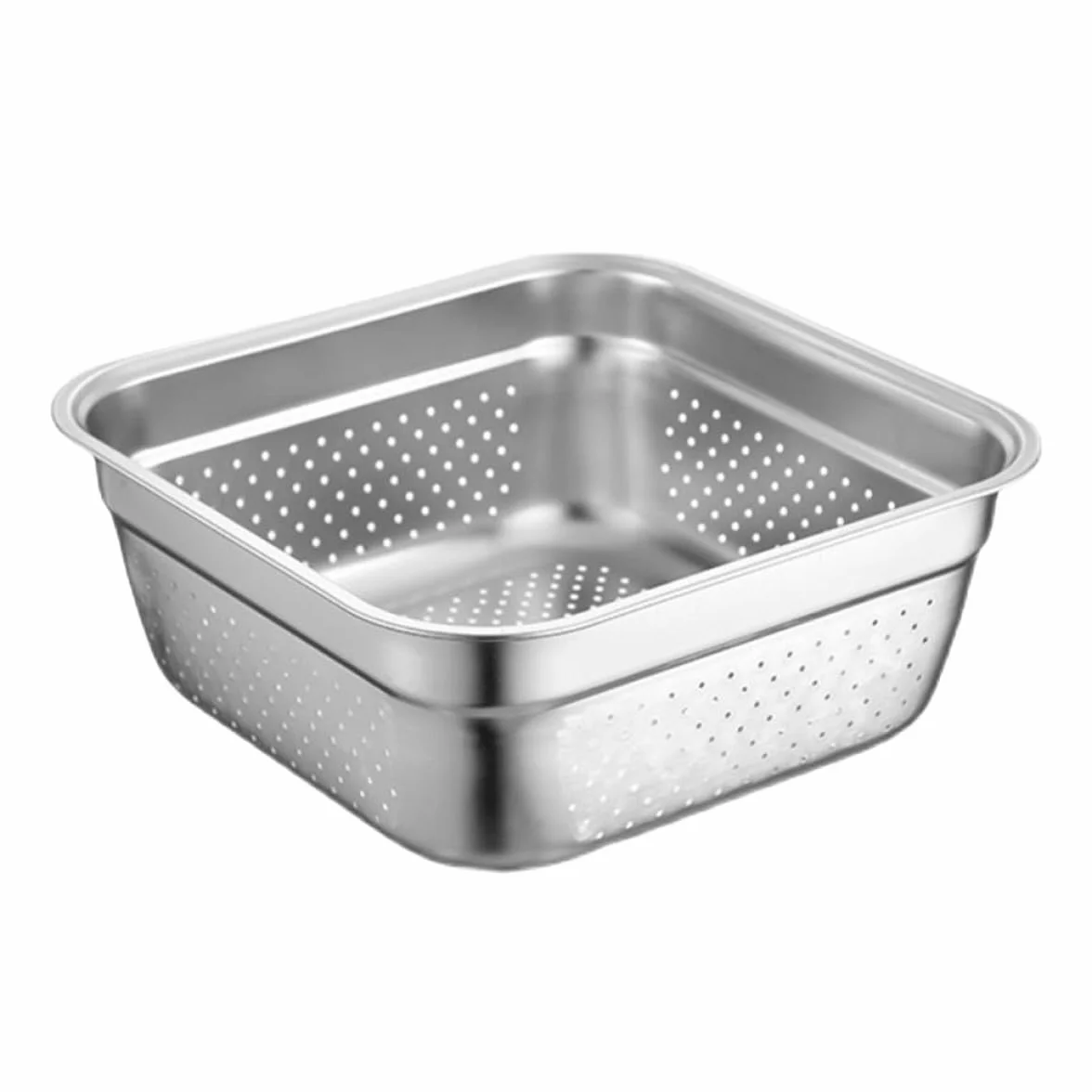 Kwadratowy durszlak ze stali nierdzewnej 27 cm, wszechstronne sitko kuchenne do mycia owoców i warzyw, kompaktowy, trwały, łatwy drenaż, niezbędne narzędzie do gotowania