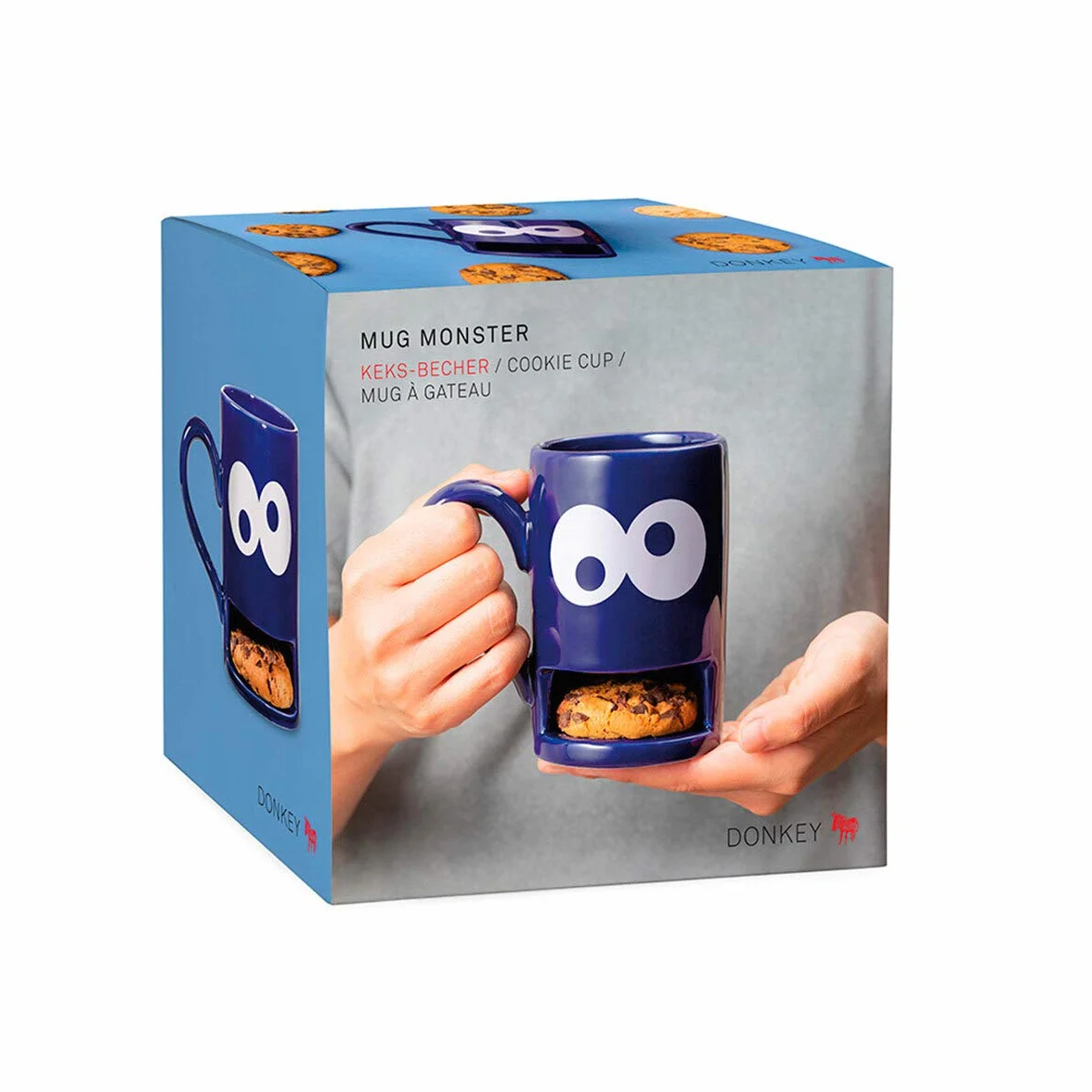 Donkey 210322 Kubek Monster, kubek z otworem na ciasteczka, niebieski