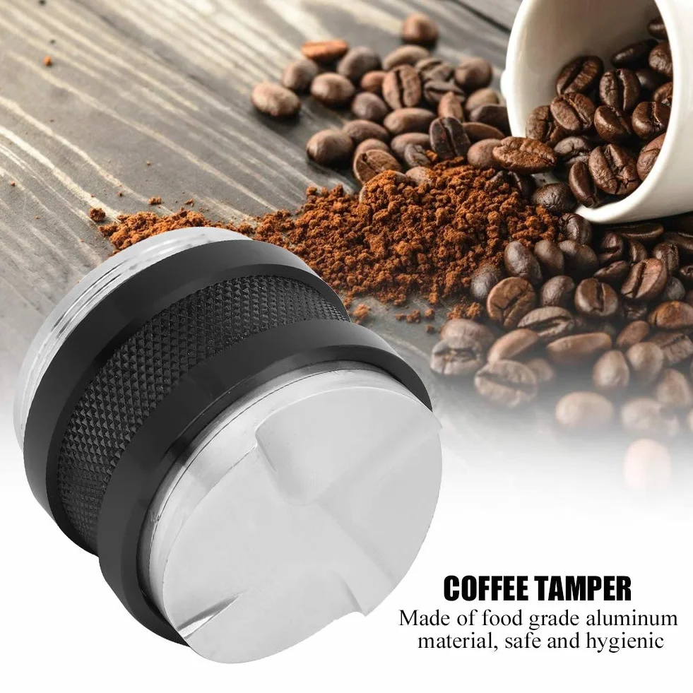 Aluminiowy ubijak do kawy, 58 mm, podwójna głowica, regulowany stamacz espresso, inteligentne narzędzie do wyciskania ziaren kawy z dystrybutorem proszku, profesjonalne akcesoria baristy do domu
