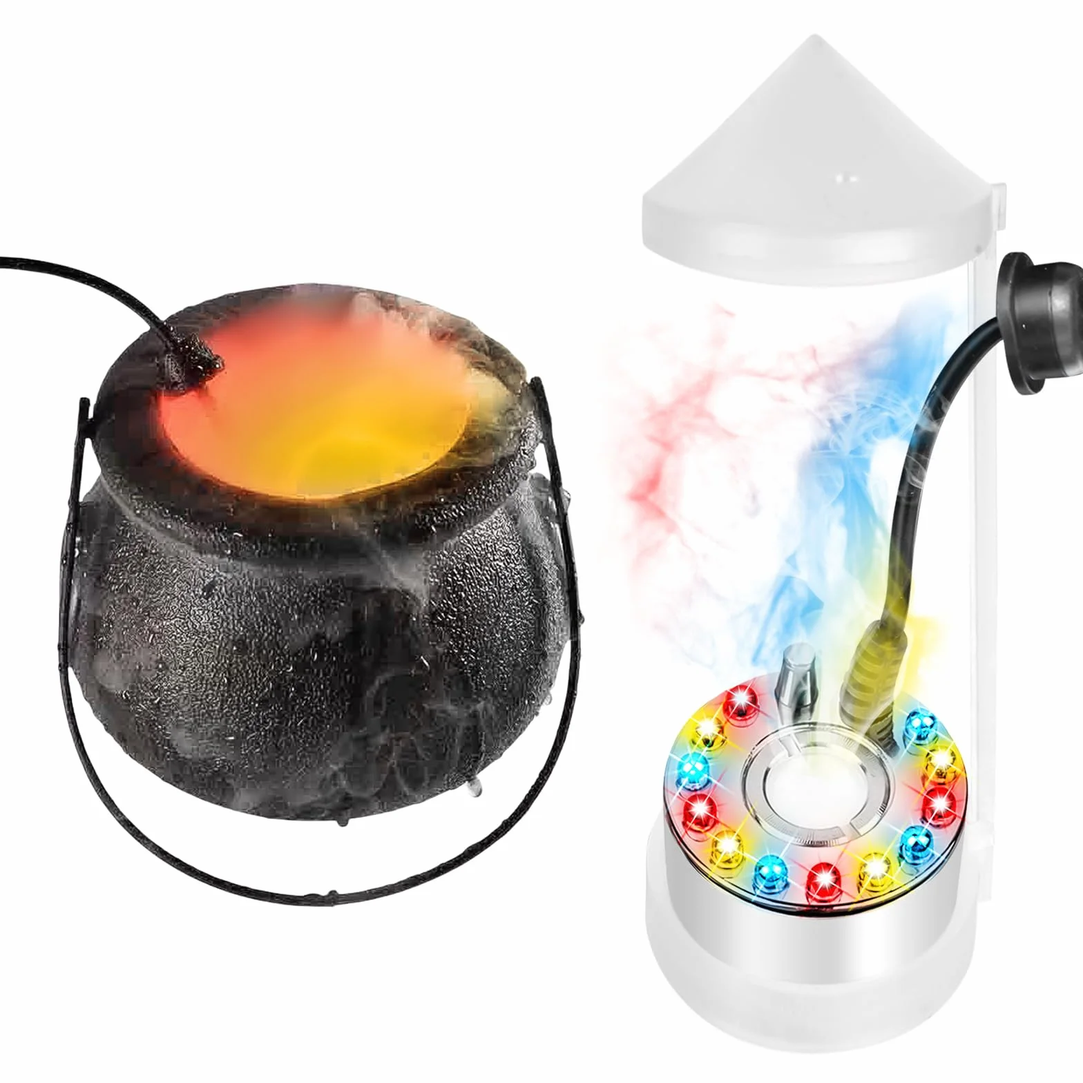 Fogger Mist Maker opryskiwacz na Halloween, czajnik czarownicy, ultradźwiękowy nebulizator, maszyna do mgły, mini fontanna przeciwmgielna, dekoracja na Halloween, do użytku na zewnątrz