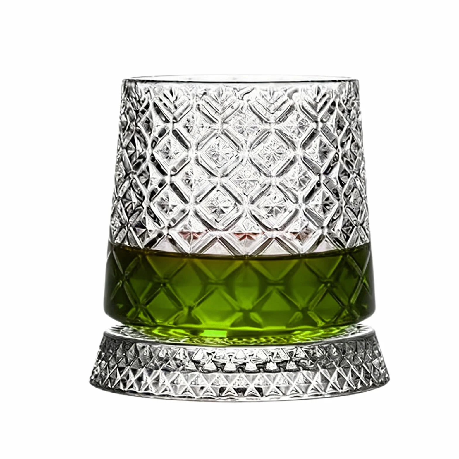 Genérico Zestaw szklanek do whisky z obrotowym designem | Stylowy bar z podstawkami w zestawie - do koktajli i kawy Bourbon - dla mężczyzn, taty, dziadka, męża, syna i