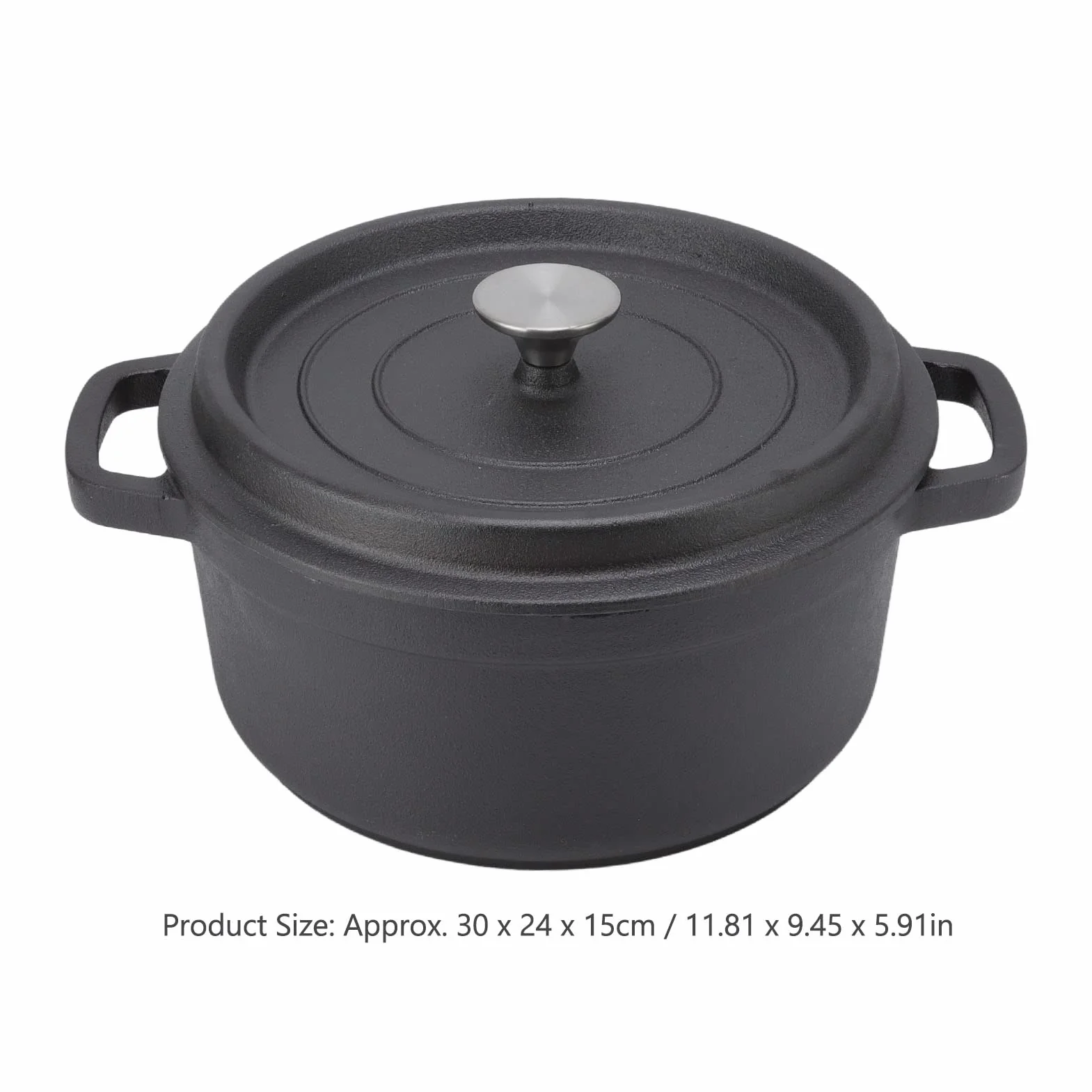 Naroote 24cm żeliwny Holenderski Garnek do Pieczenia z podwójną pętlą Niepowlekany Holenderski Piekarnik z Płaskim Dnem z pokrywką i Podwójnym Uchwytem z pętlą do Gulaszu z Zupy