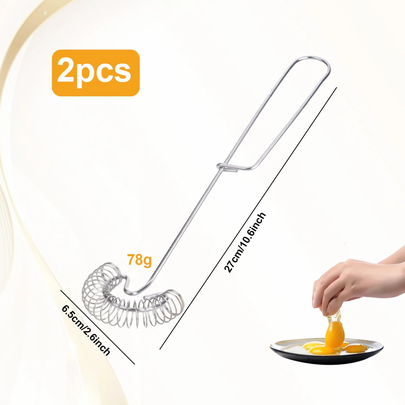 2 sztuki spiralnych trzepaczek ze stali nierdzewnej, mała trzepaczka do whisk, do mieszania, nadaje się do mycia w zmywarce, miotełka płaska, ręczna trzepaczka do jajek, mąki i masła