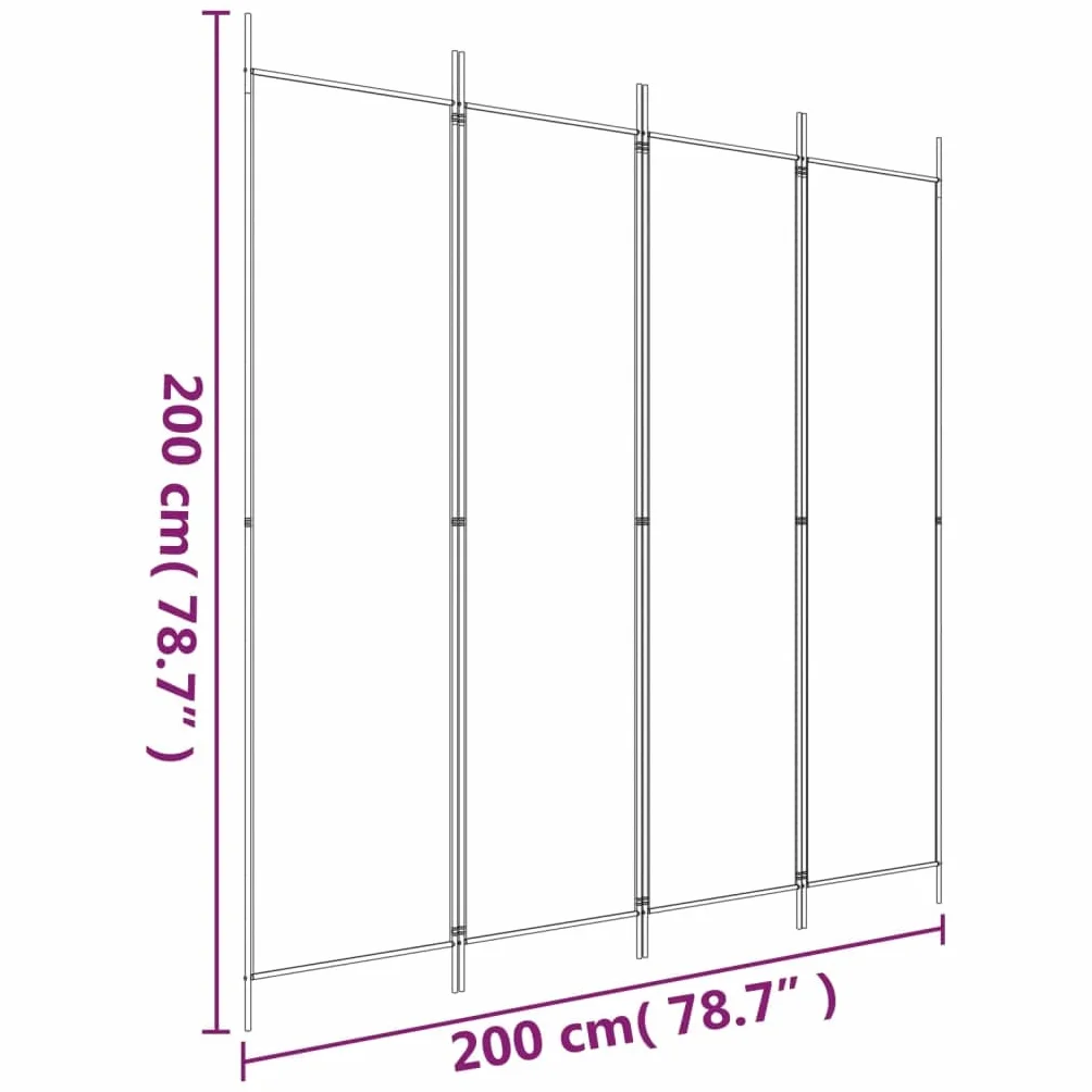 vidaXL Parawan 4-panelowy, czarny, 200x200 cm, tkanina