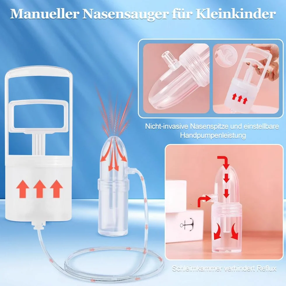 Odkurzacz do nosa dla niemowląt, przenośny odkurzacz ręczny z pompką ręczną, łatwy w obsłudze, aspirator do nosa, bezpieczny dla niemowląt, dzieci i dorosłych