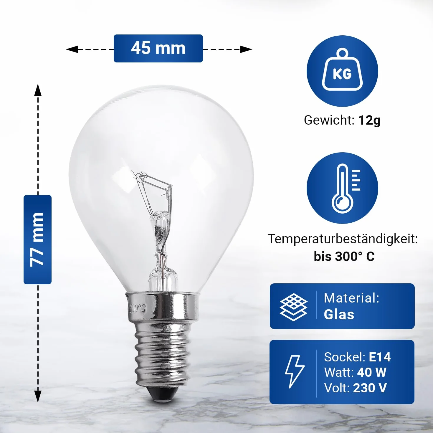 VIOKS Bоsch Siеmens żarówka E14, 40 W, 300 stopni, 230 V, 45 mm, Ø 77 mm, E14, do kuchenki mikrofalowej, okapu kuchennego, piekarnika, lodówki, żarówek i żarówek do piekarników i kuchenek
