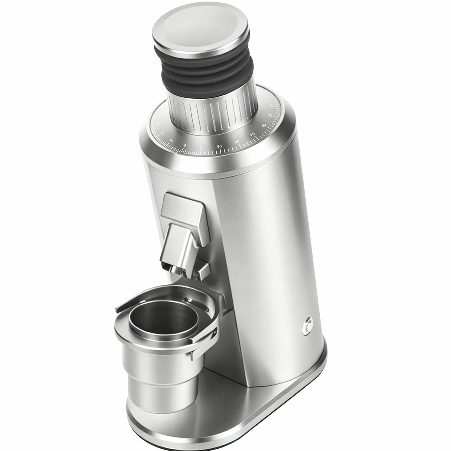 Single dose młynek burr elektryczny espresso – 80mm płaskie żarna, mikroregulacja, niska retencja, trwały, pro, dom & studio Silver
