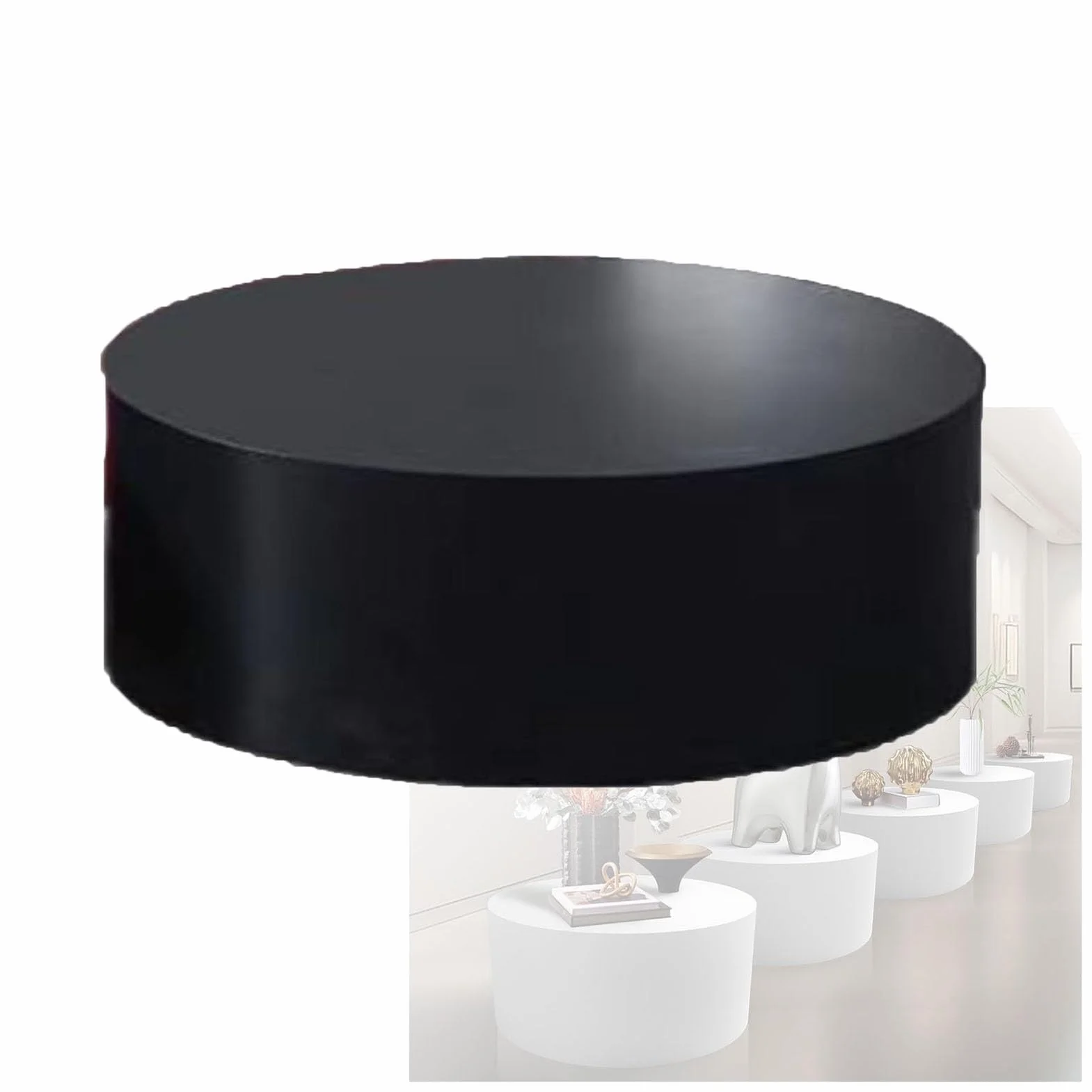 Okrągły stojak na biżuterię ślubną torby na buty organizer na imprezy weselne i urodzinowe 50 x 30 cm czarna platforma elegancka dekoracja do sklepów i imprez