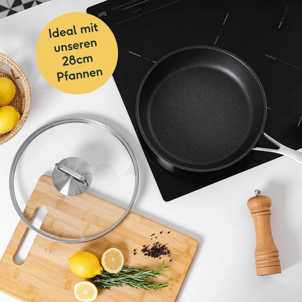 SILBERTHAL Pokrywa patelni 28 cm – uniwersalne zastosowanie – szkło, stal szlachetna – pokrywka do patelni, patelni do serwowania lub wok