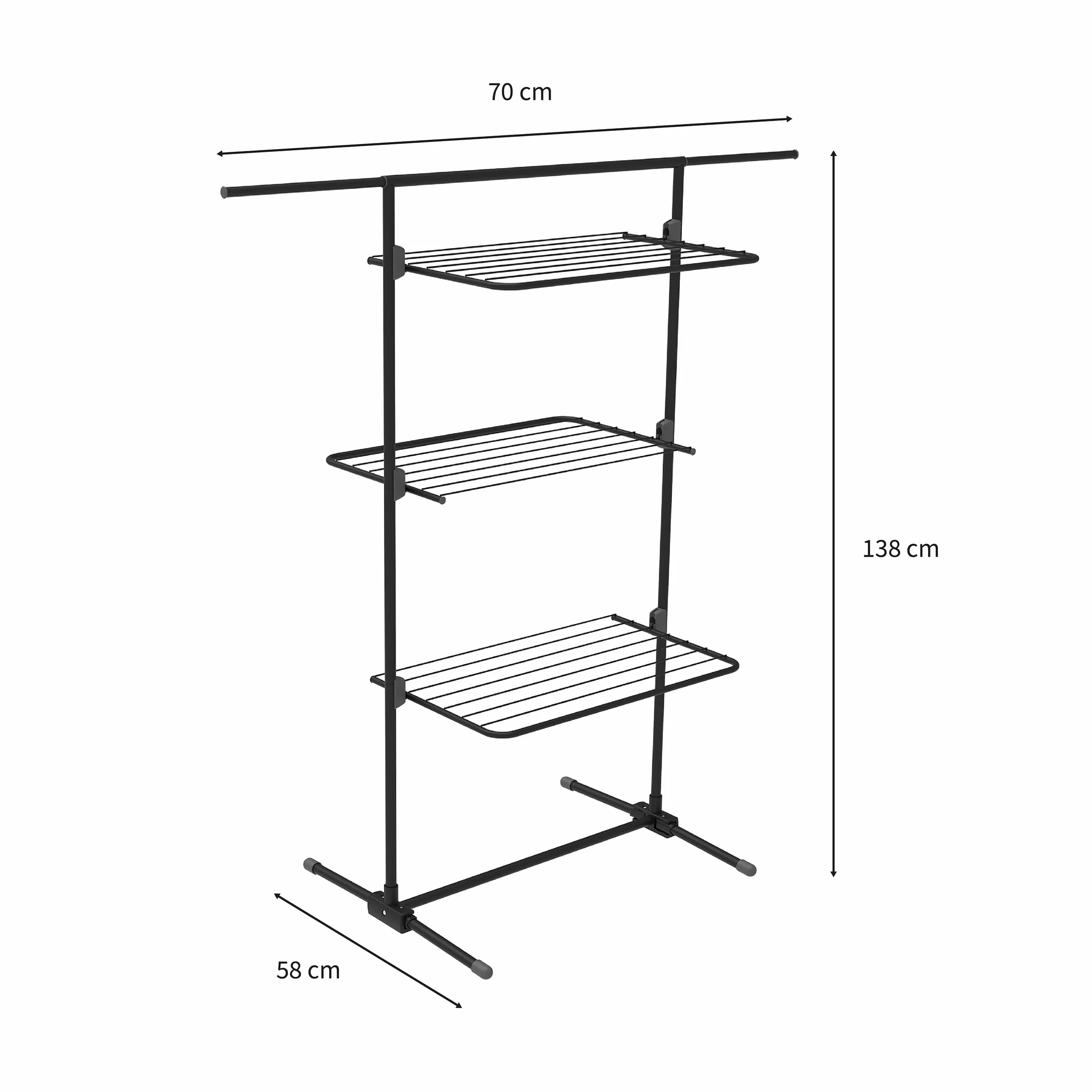 Rörets Suszarka na pranie Triple+ Black – rozkładane półki – 70 x 58 x 137 cm – 16 m powierzchni suszącej – wzornictwo i jakość od najsilniejszej szwedzkiej marki suszarek