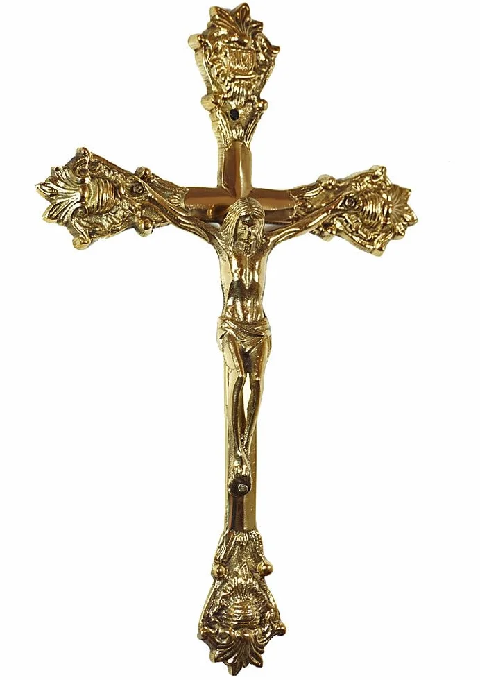 Krzyż ścienny z mosiądzu 32 cm krucyfiks Jezus Chrystus