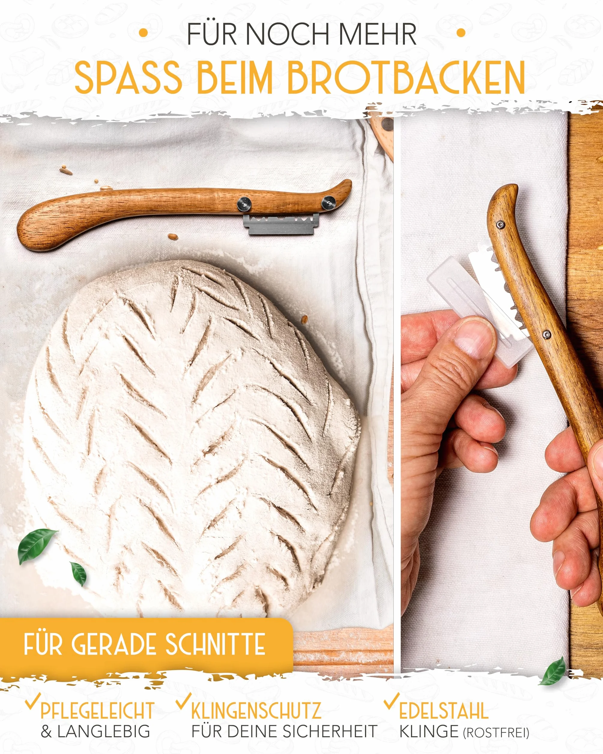 KRUSTENZAUBER Duńska trzepaczka z nożem piekarskim, zestaw 2 szt