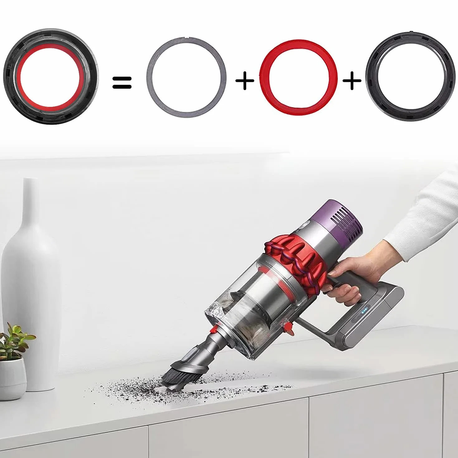 O-ringi do pojemnika na kurz do odkurzacza Dyson V11, sztywny pierścień uszczelniający kompatybilny z akcesoriami Dyson V11 SV14 SV15, części zamienne do odkurzacza Dyson z wkrętakiem