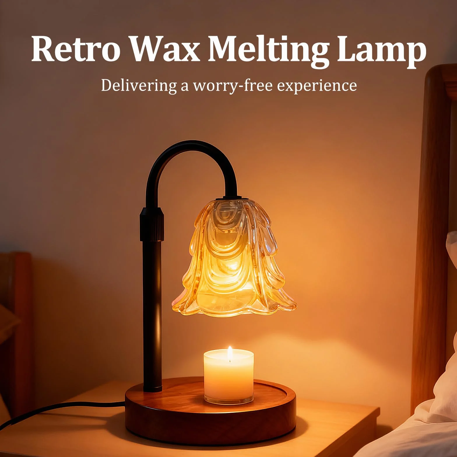 Lampa podgrzewacz do świec, Candle Warmer z timerem i ściemniaczem, 4-stopniowo ściemniana, regulowana wysokość, lampa zapachowa do olejków eterycznych, do domu, sypialni, dekoracji, bez lampy