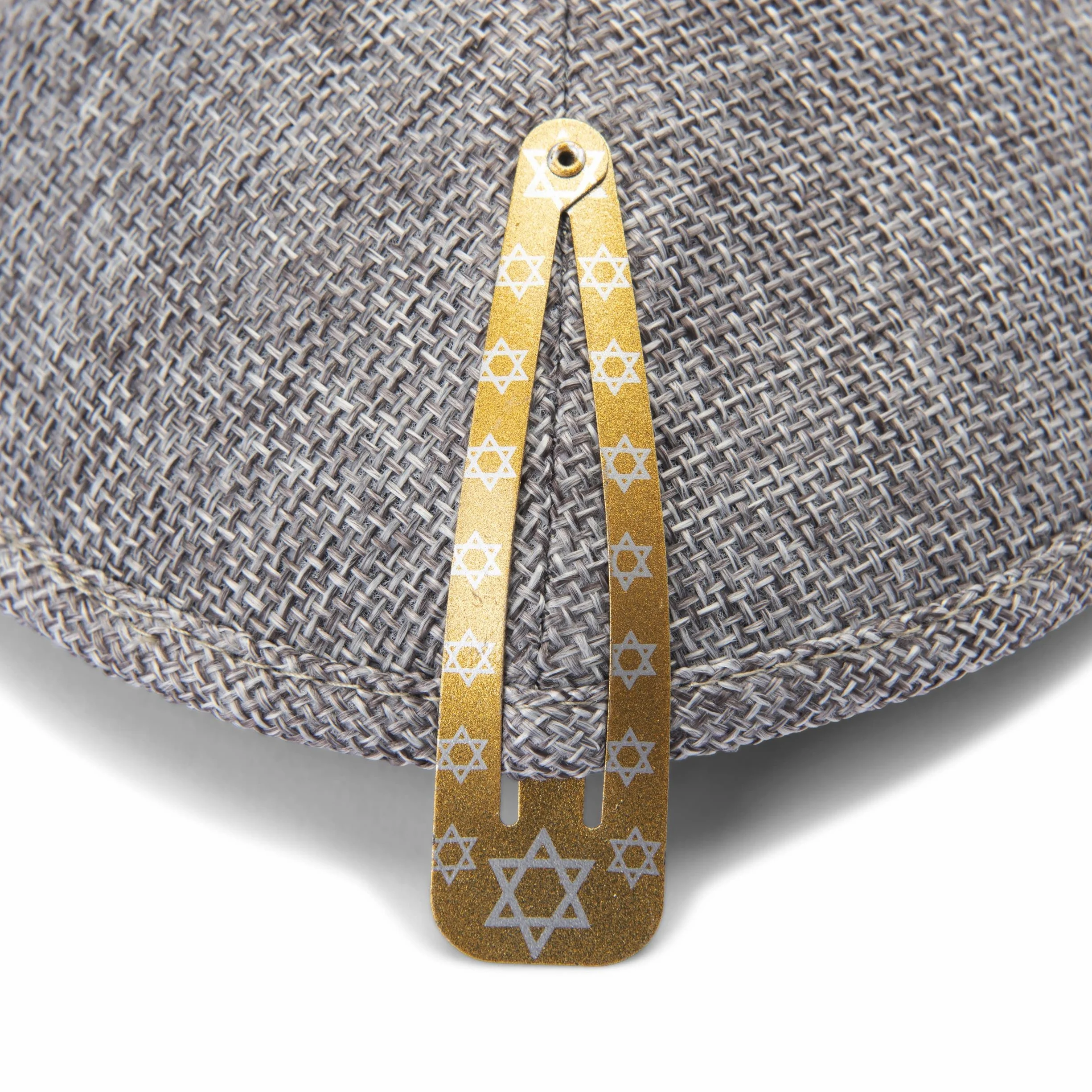 Ciemnoszary lniany kippah haftowany Jerozolima Menorah Yarmulke Judaika 15 cm