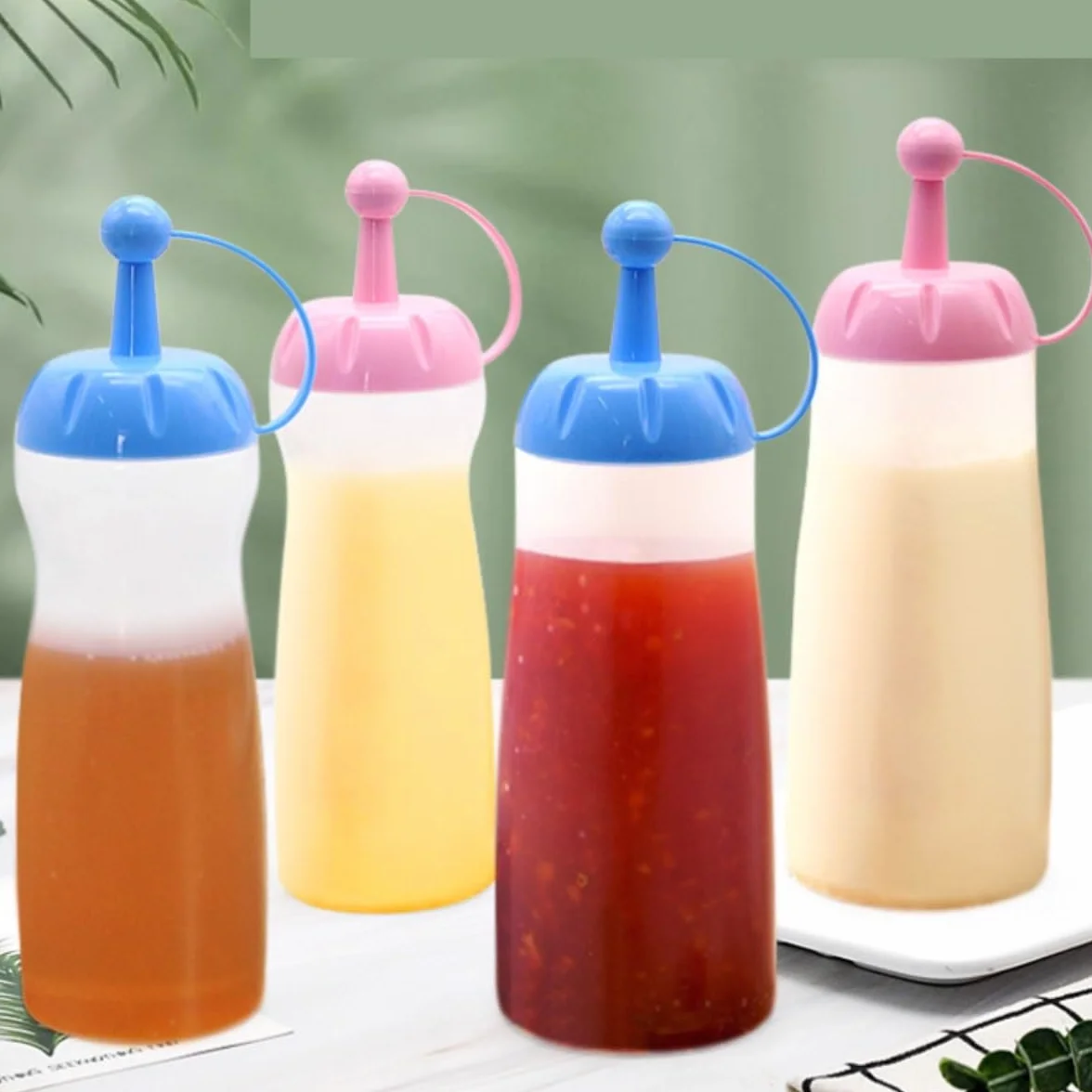Butelka Ściskania Opakowanie 5 Sztuk Butelka Wyciskana, Dżem Pomidorowy, Sos Sałatkowy, Przyprawa Naczynia Obiadowe(Blue,320ml)