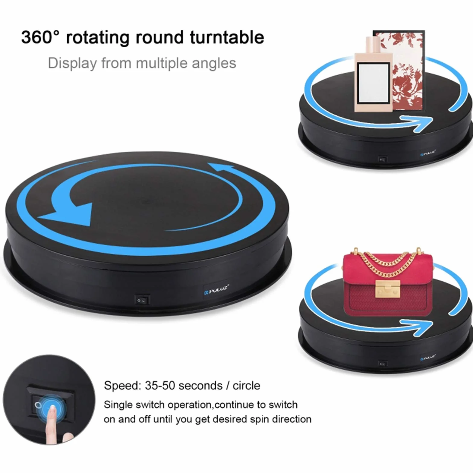 Stojak na biżuterię Gramofon Glorify do Dekoracji Biały ABS PC 30 Cm USB do Sklepu Sklepowego (Rozmiar 2)